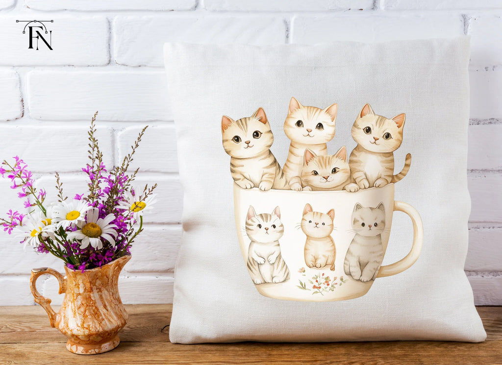 Kittens in Mugs Clipart Bundle