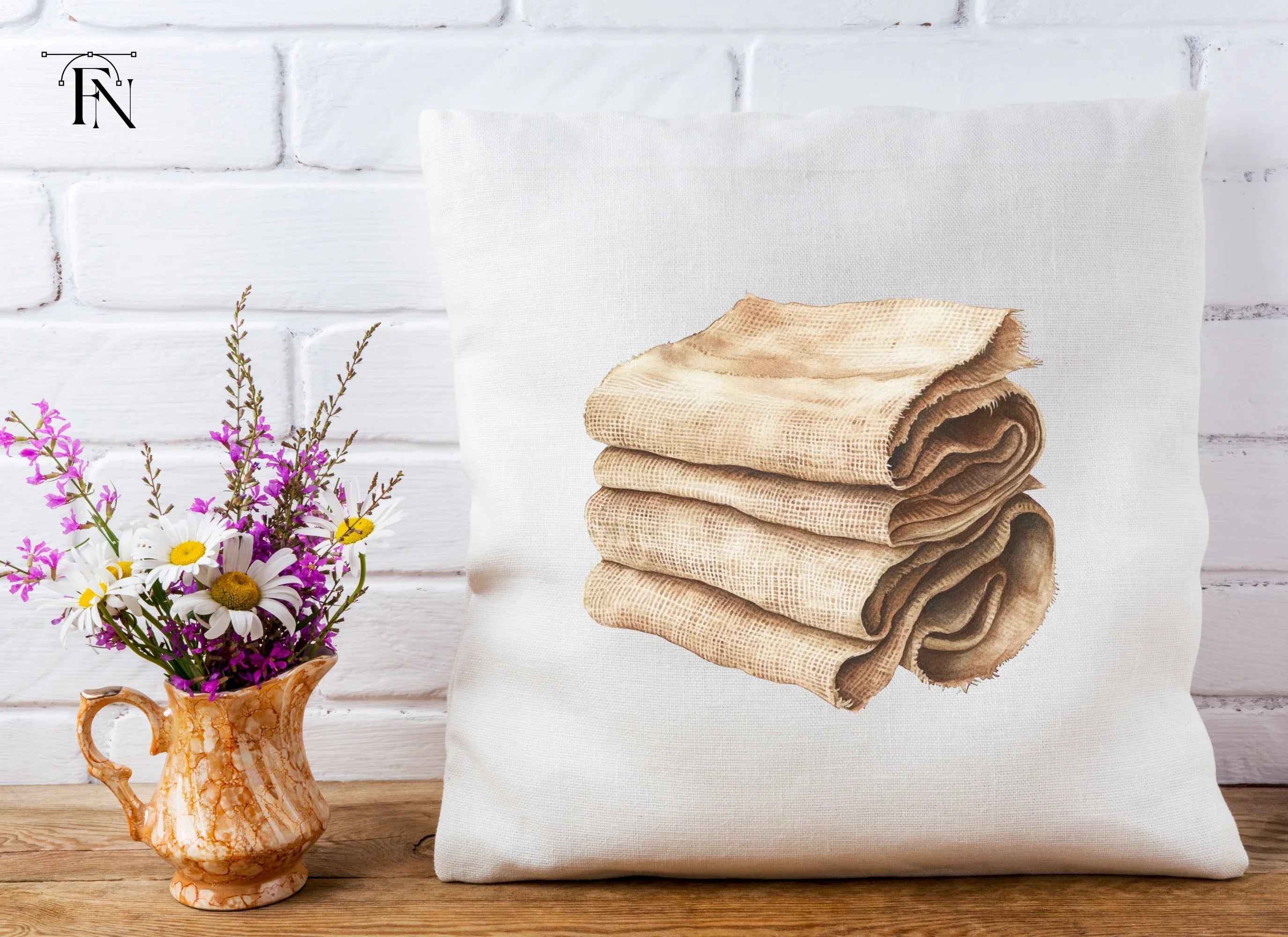 Folded Burlap Cloth Clipart Bundle