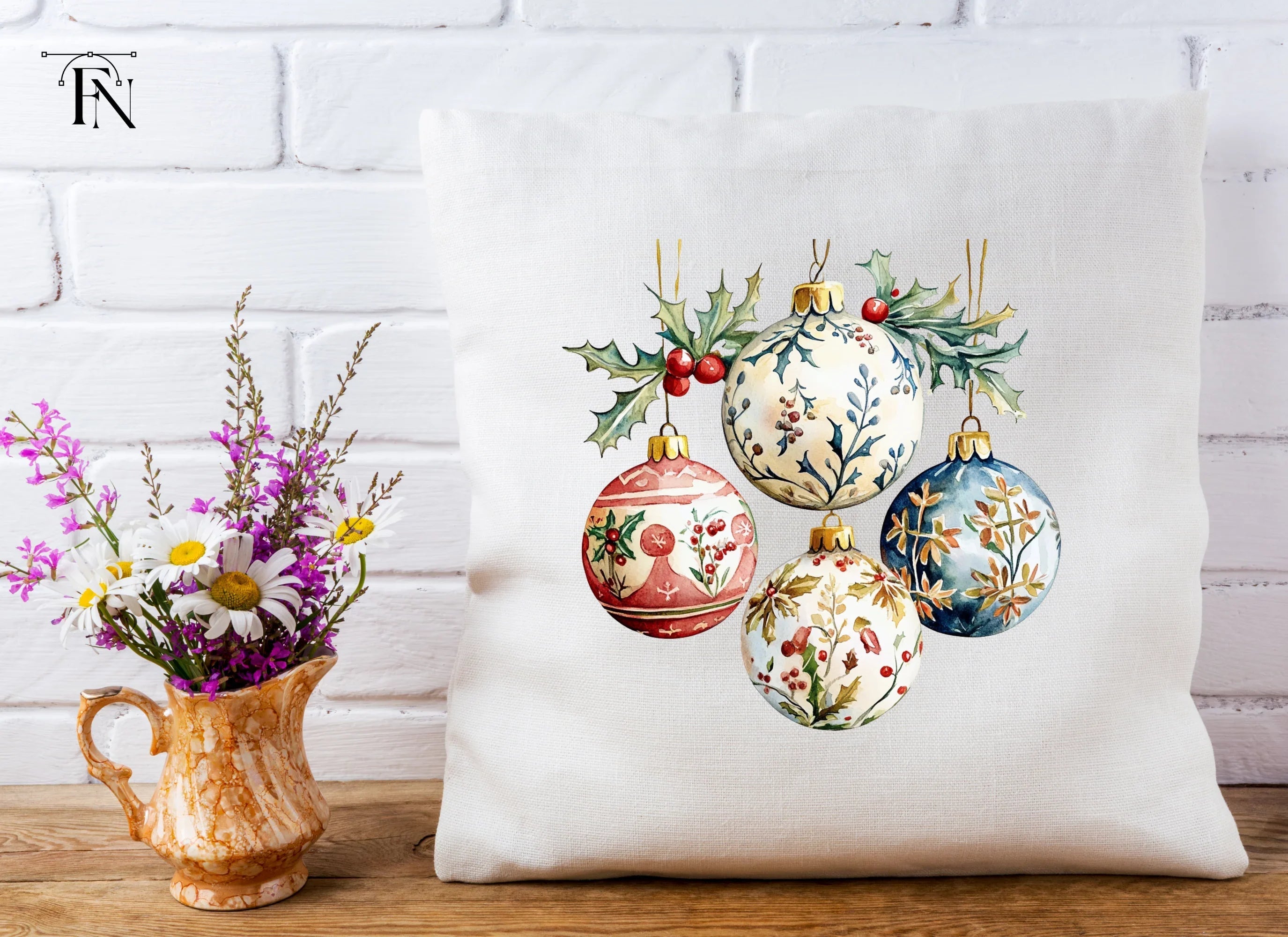 Elegant Christmas Ornaments Clipart Bundle