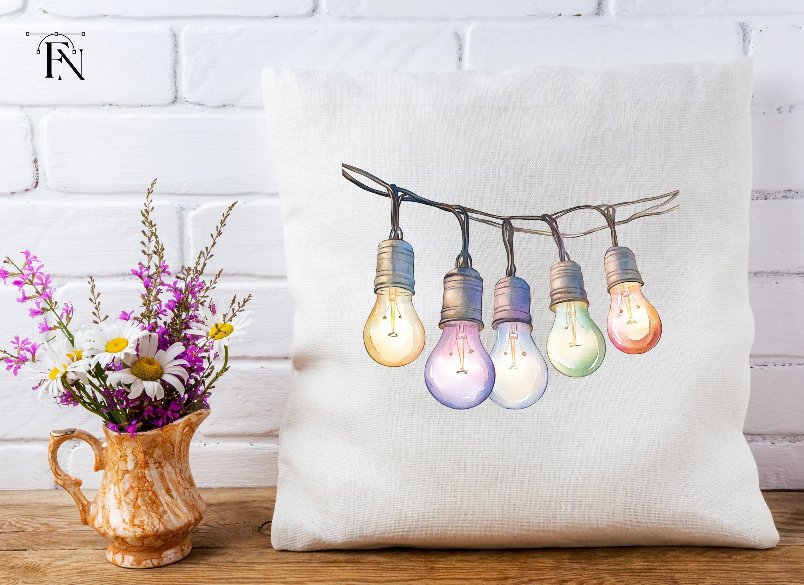 Colorful String Lights Clipart Bundle