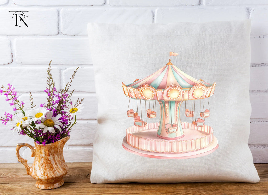 Pastel Carousel Ride Clipart Bundle