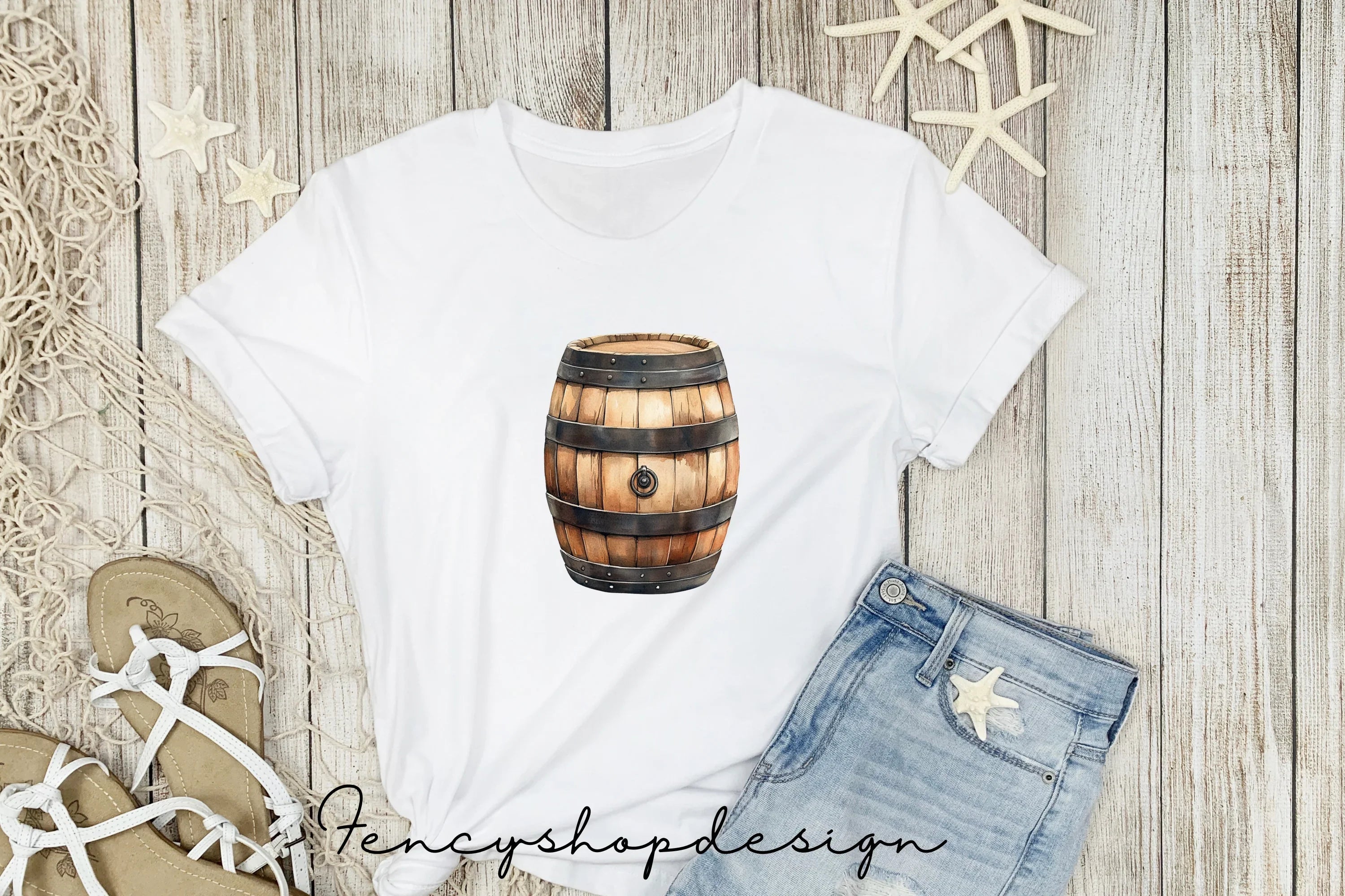 Rustic Wooden Barrels Clipart Bundle
