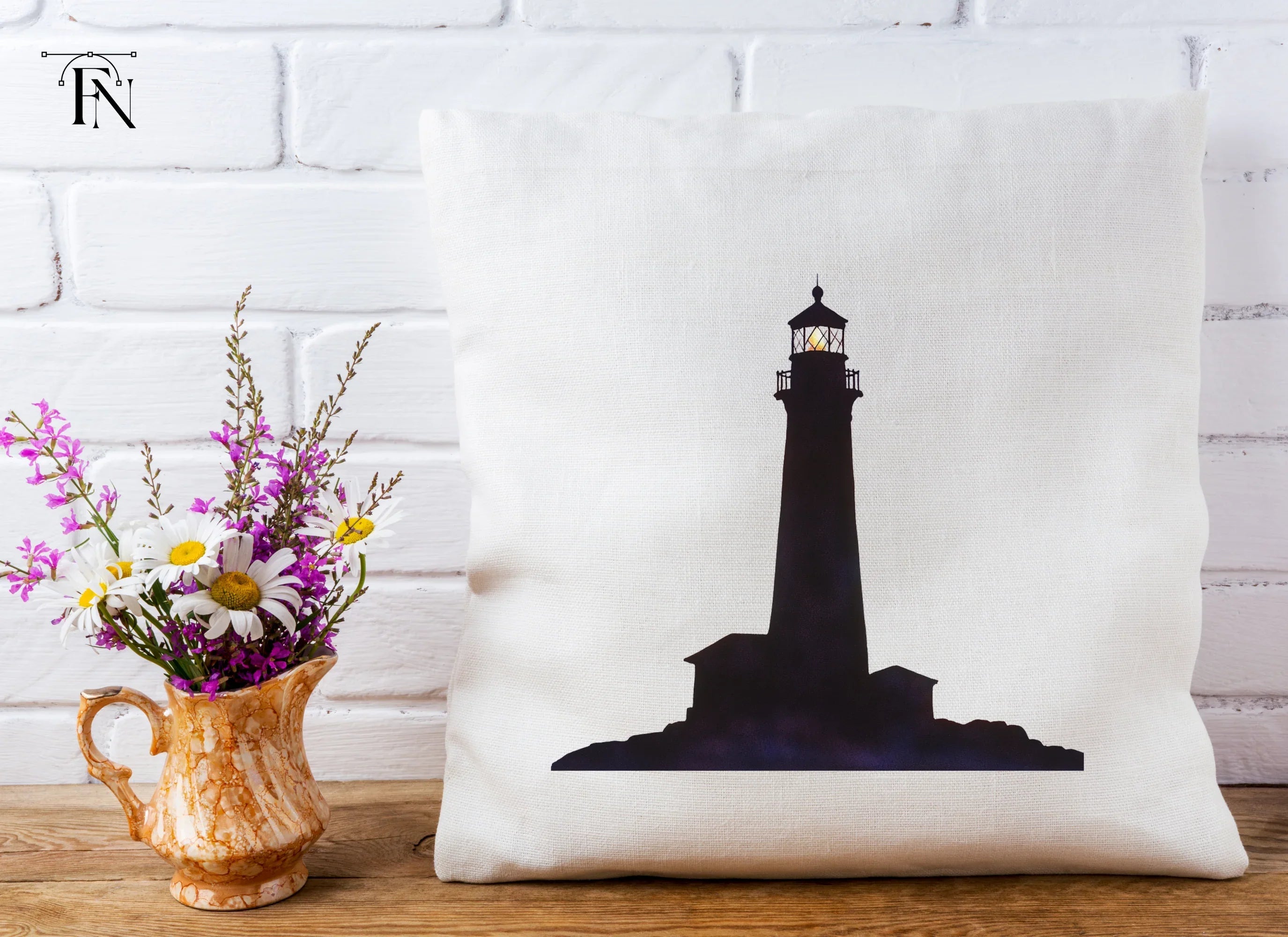 Night Lighthouse Silhouette Clipart Bundle