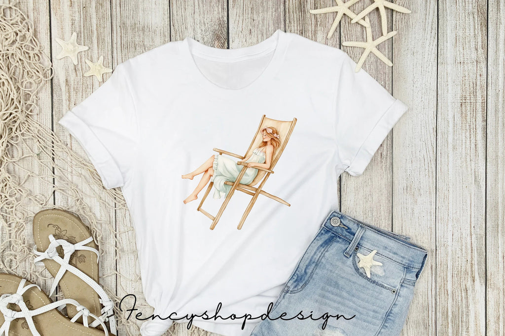 Relaxing Women Beach Lounge Clipart Bundle