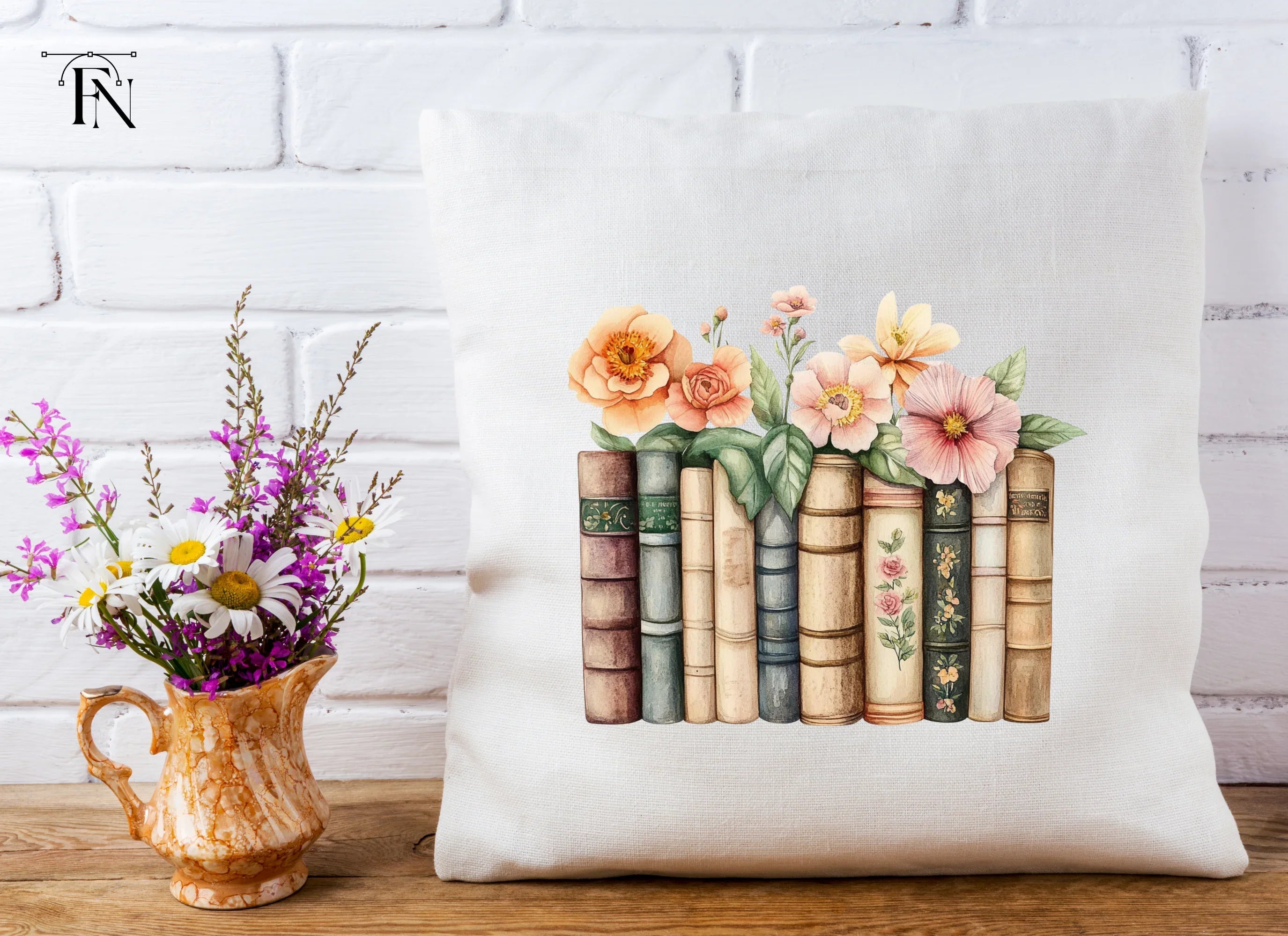 Floral Bookshelf Arrangement Clipart Bundle