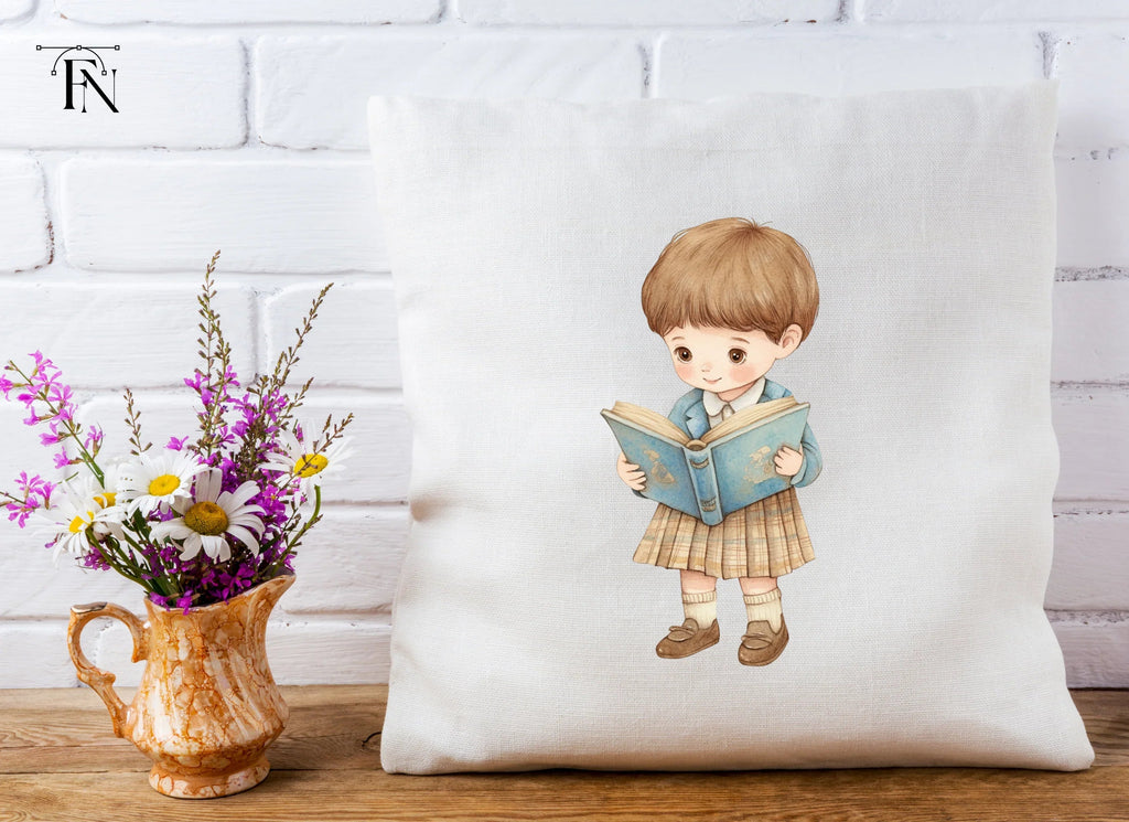 Cute Kids Reading Books Clipart Bundle