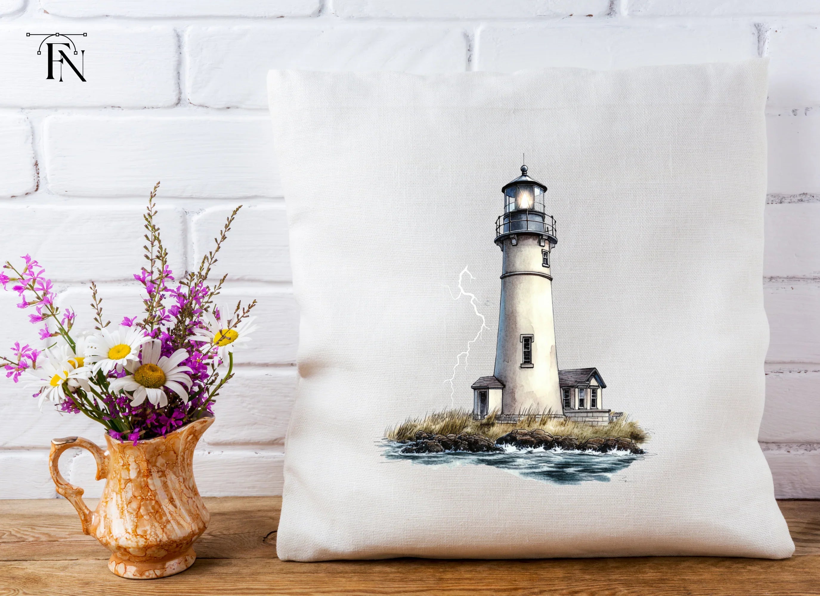 Lighthouse on Rocky Island Clipart Bundle