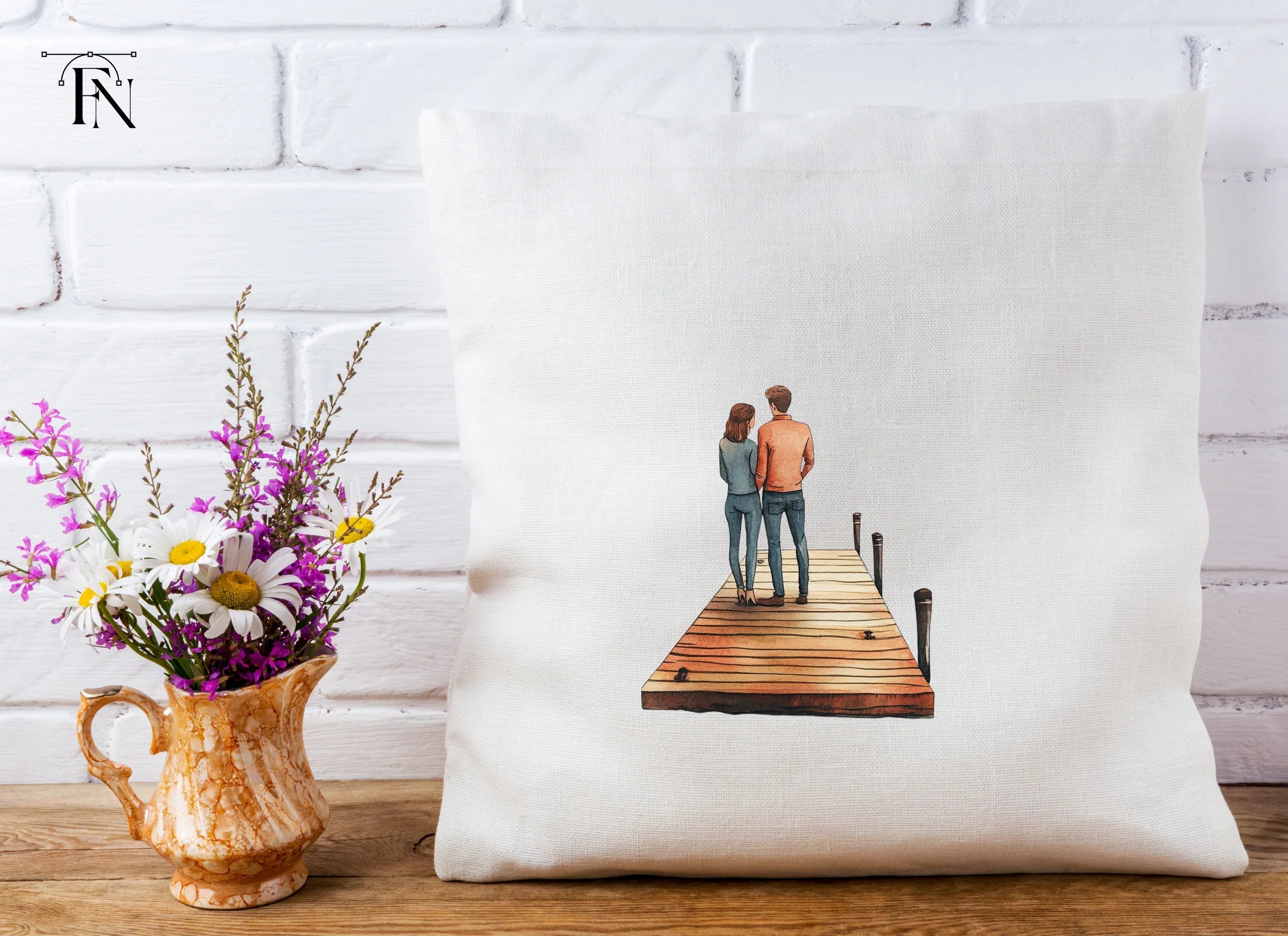 Romantic Couple on Dock Clipart Bundle