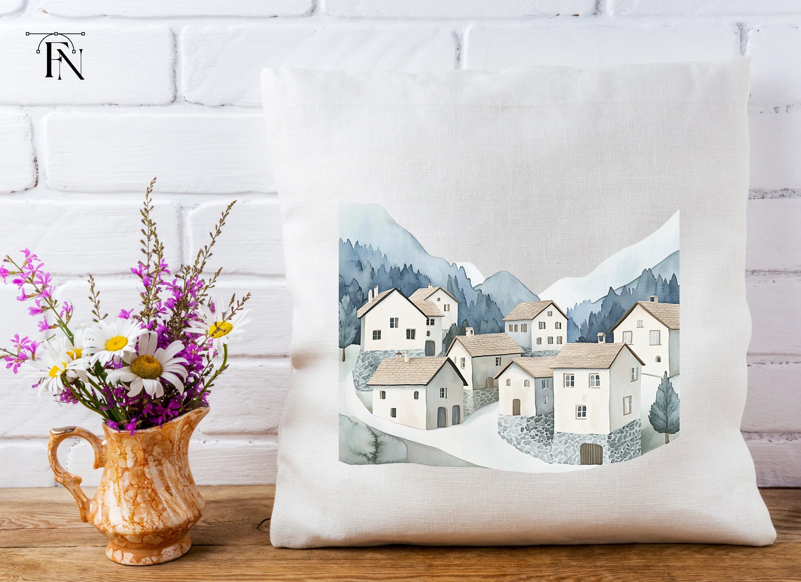 Winter Mountain Village Clipart Bundle