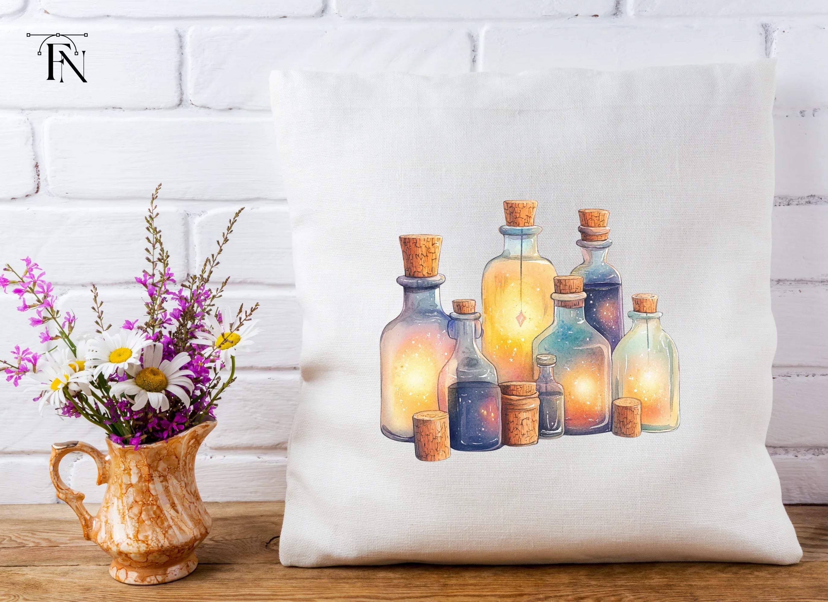 Glowing Magic Potion Bottles Clipart Bundle