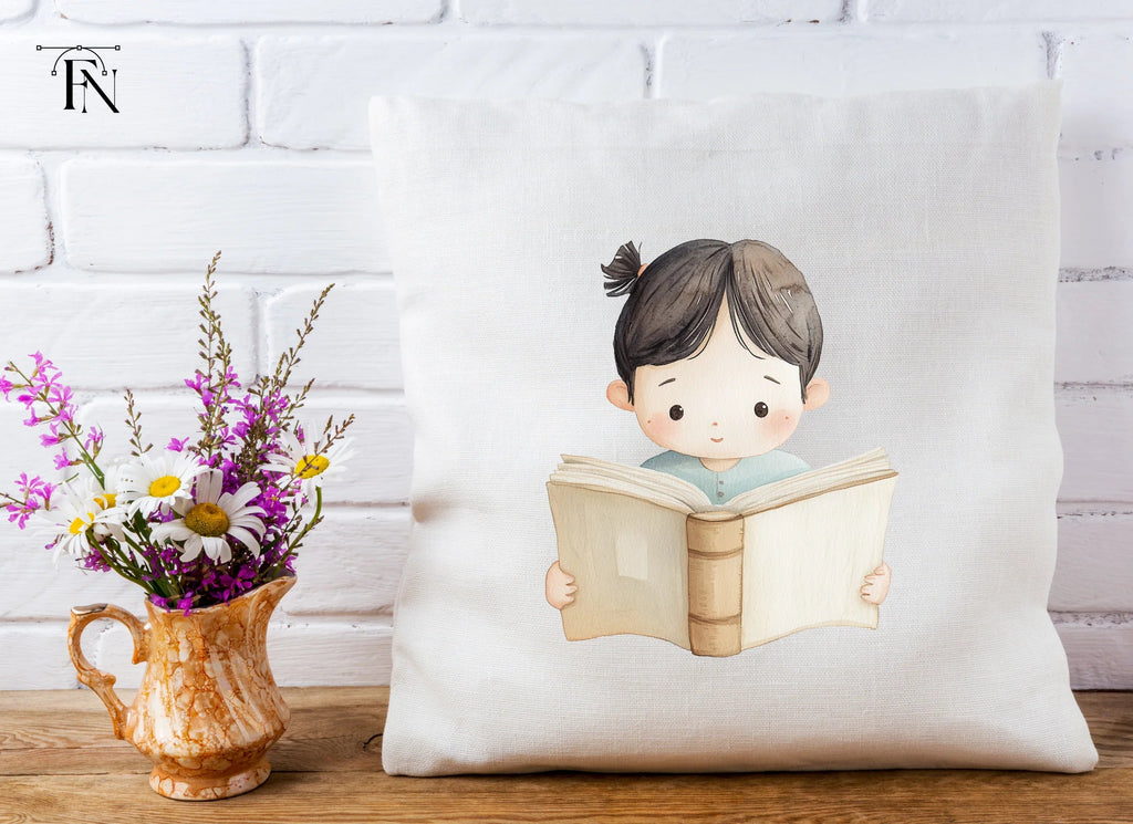 Cute Girl Reading Book Clipart Bundle