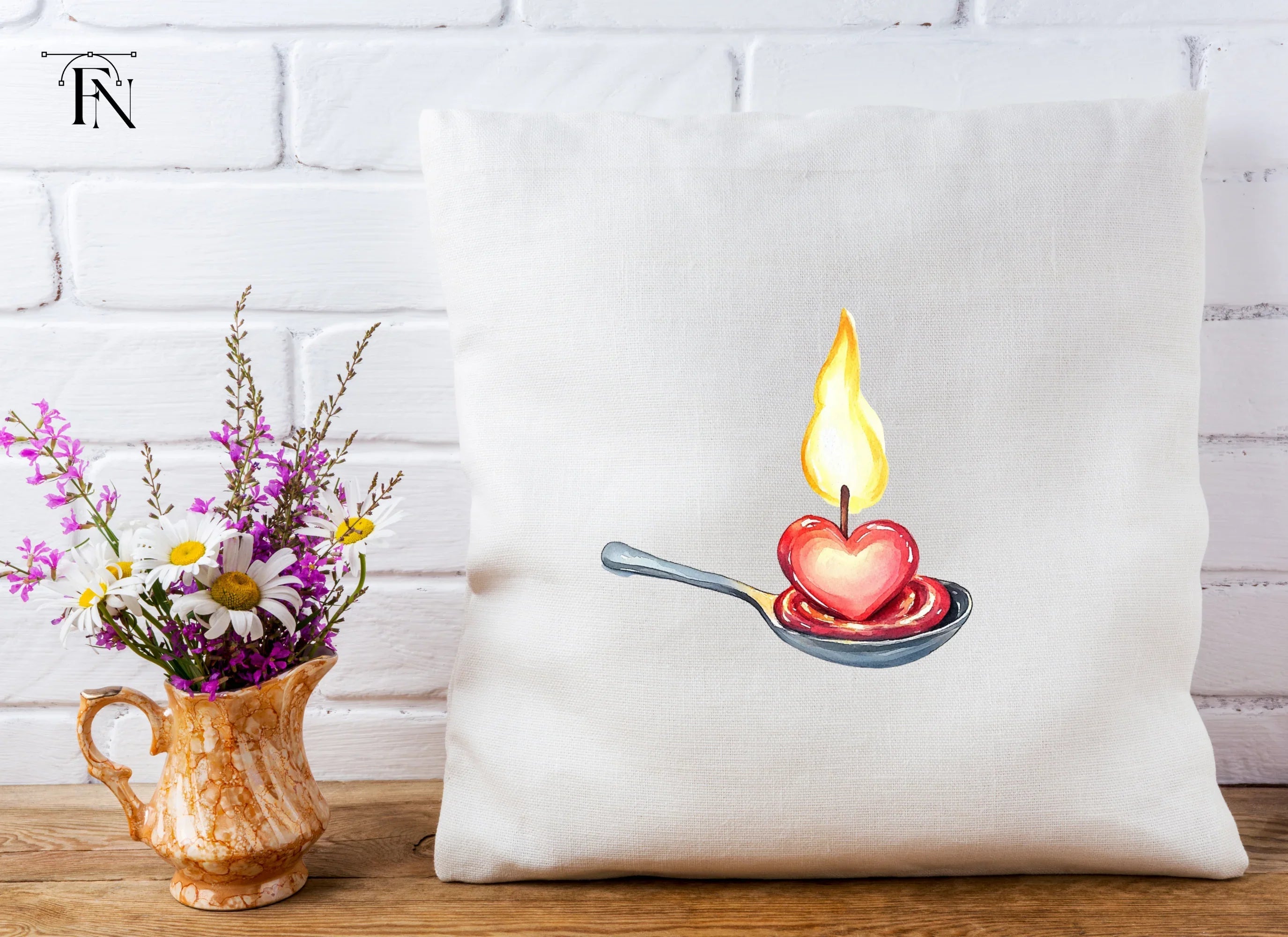 Heart Candle on Spoon Clipart Bundle