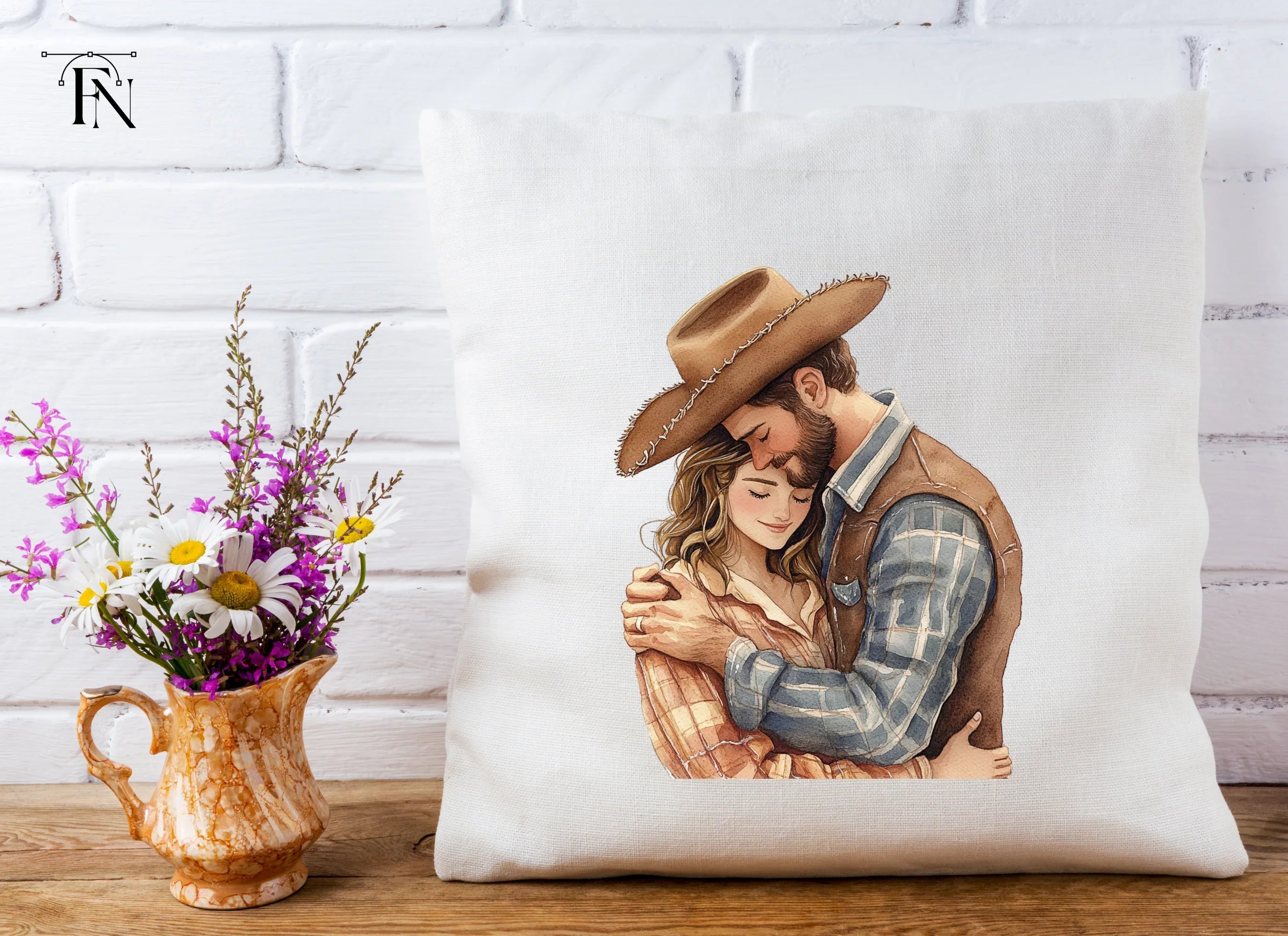 Cowboy Couple Hugging Clipart Bundle