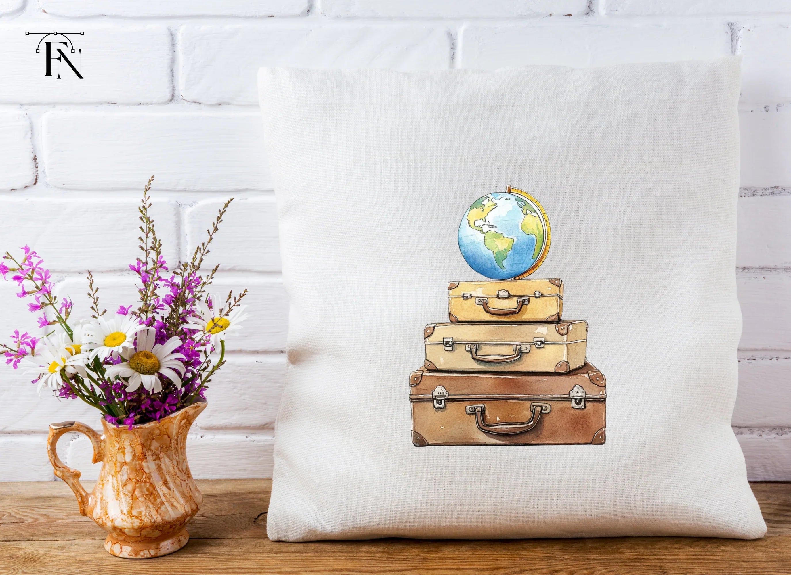 Travel Luggage with Globe Clipart Bundle