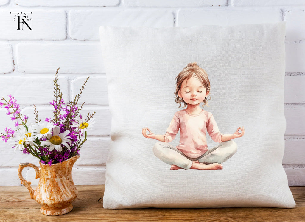 Little Girl Meditating Clipart Bundle