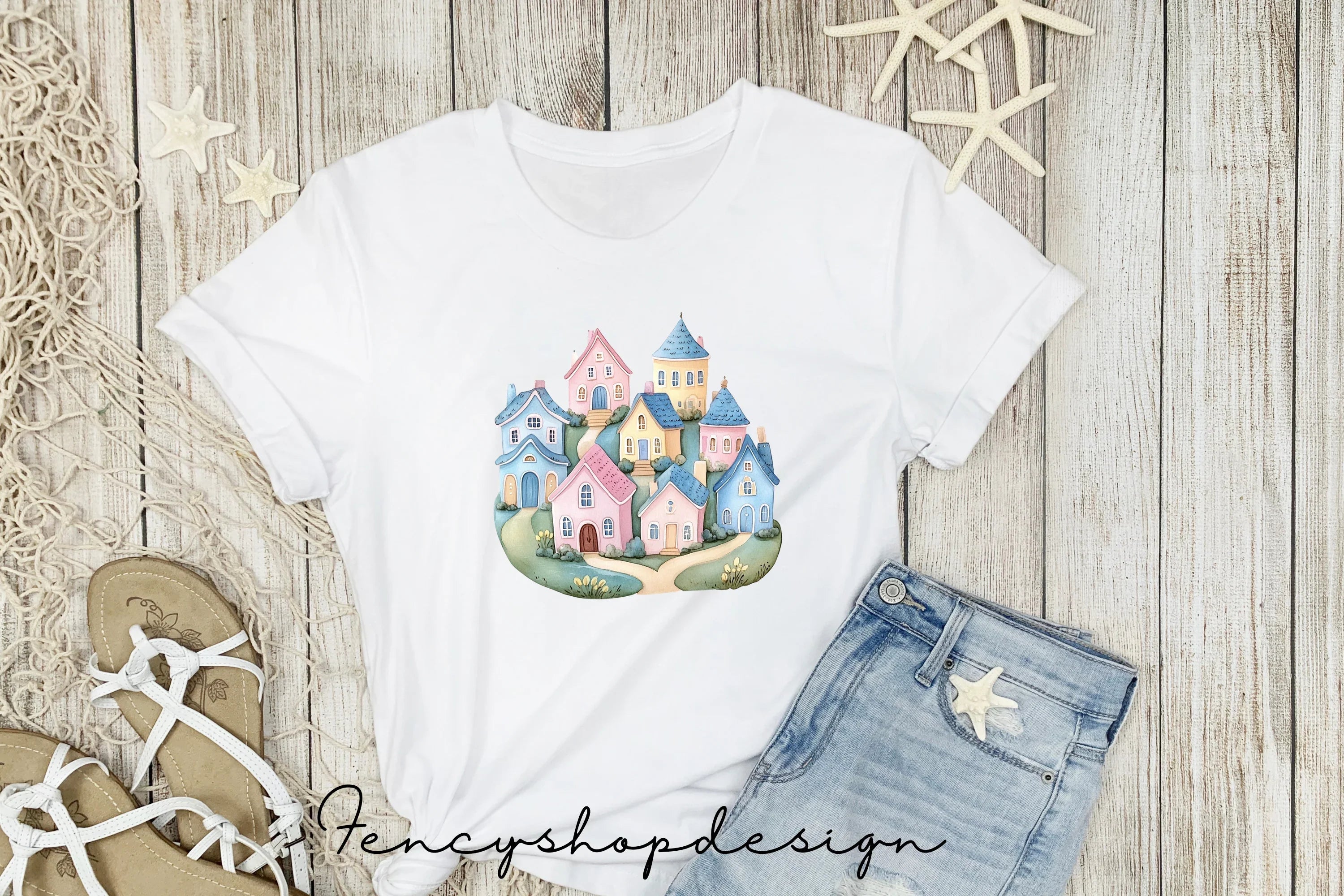 Pastel Houses Village Clipart Bundle