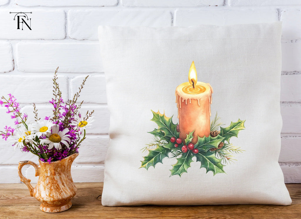 Christmas Candles with Holly Clipart Bundle
