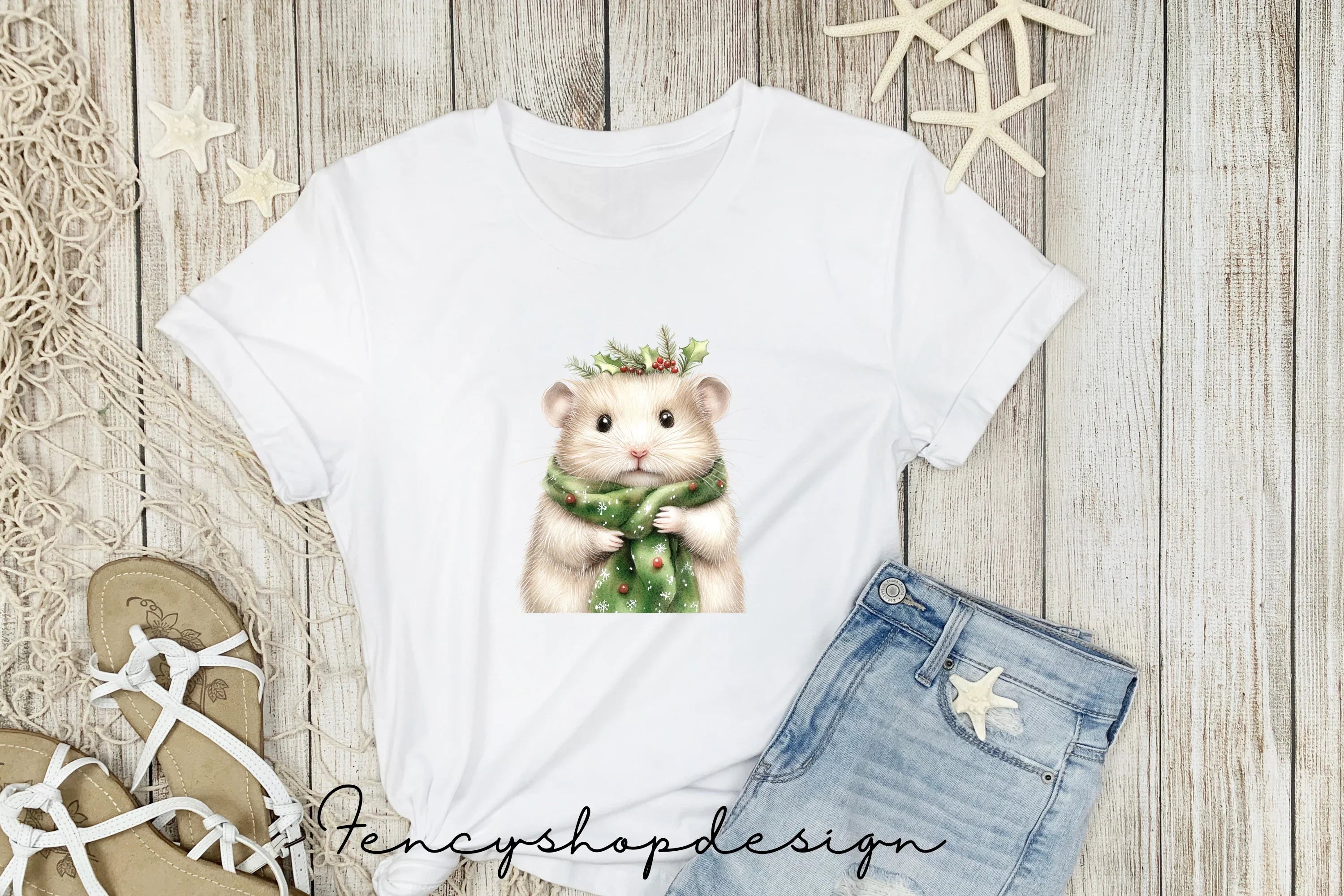 Cute Christmas Hamster Clipart Bundle