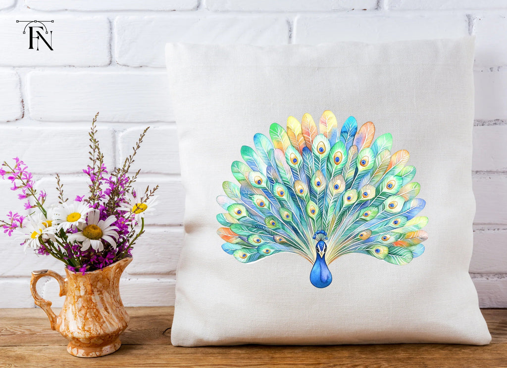 Vibrant Peacock Feather Fan Clipart Bundle