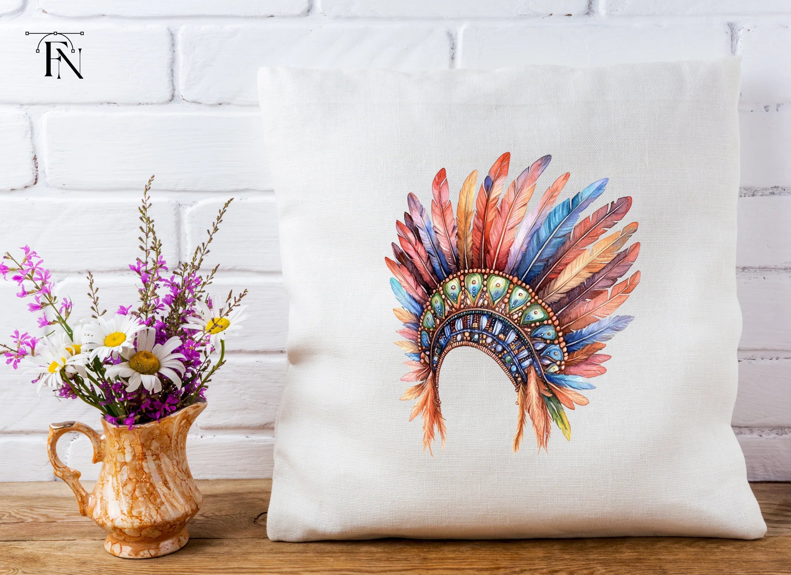 Vibrant Feather Headdress Clipart Bundle