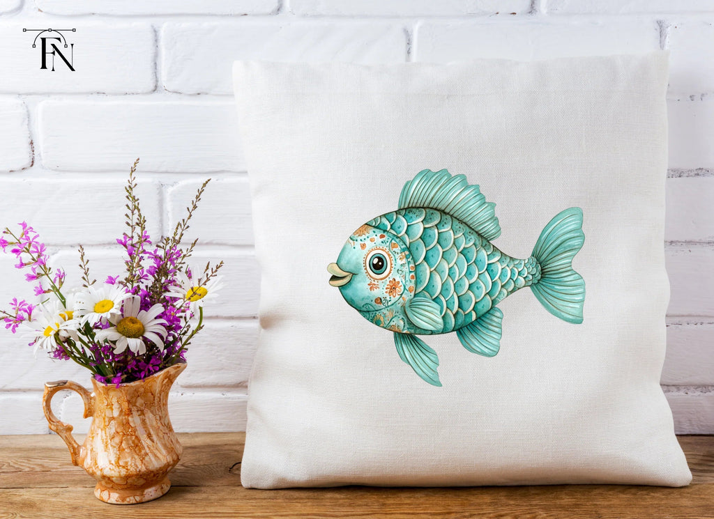 Whimsical Blue Fish Clipart Bundle
