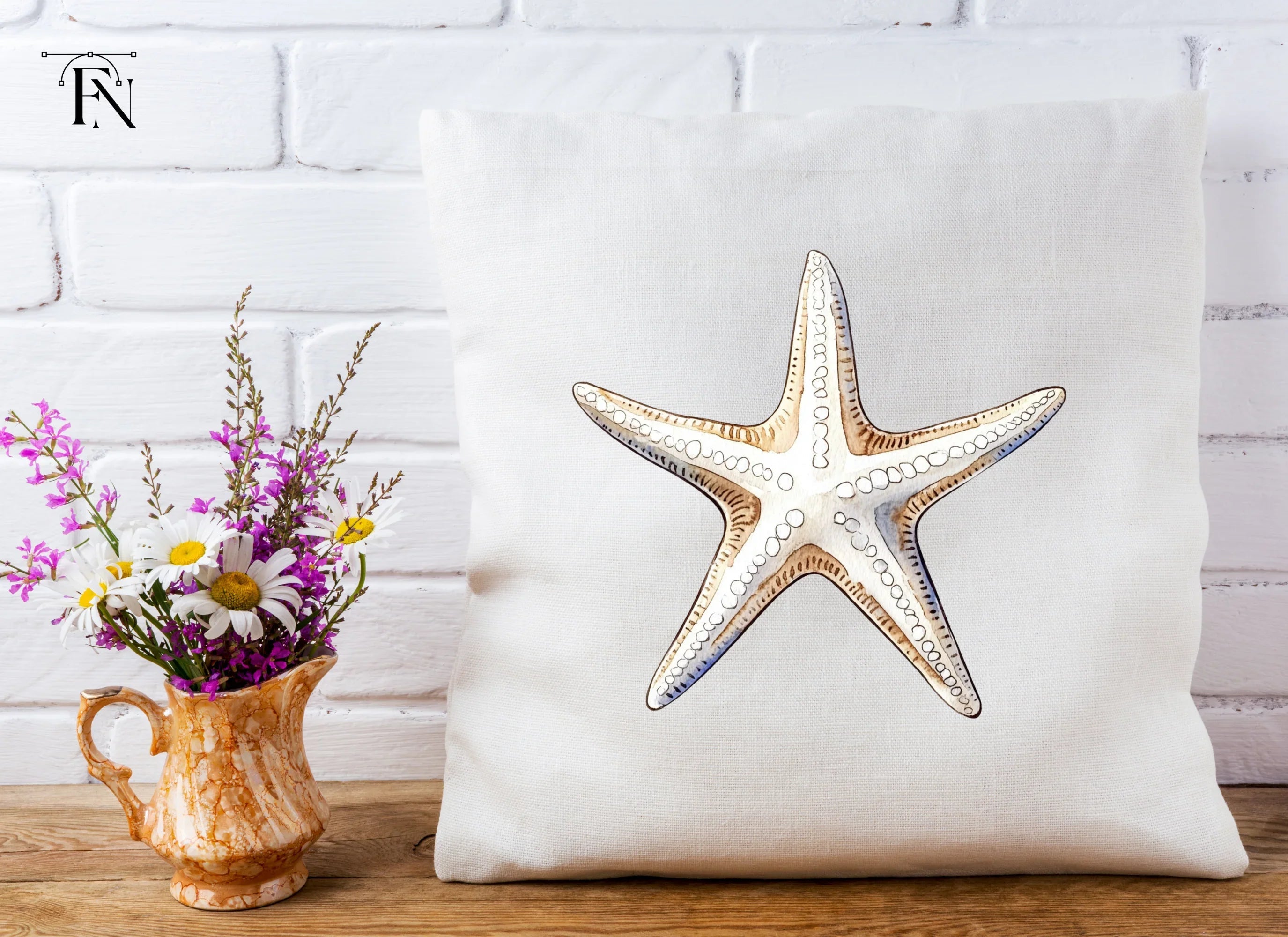 Blue and White Starfish Clipart Bundle