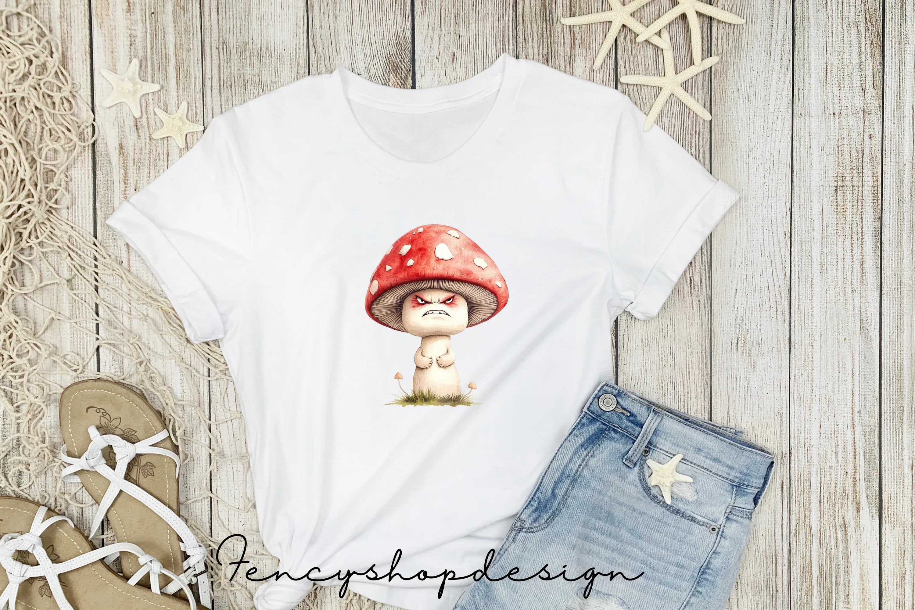 Angry Cartoon Mushroom Clipart Bundle