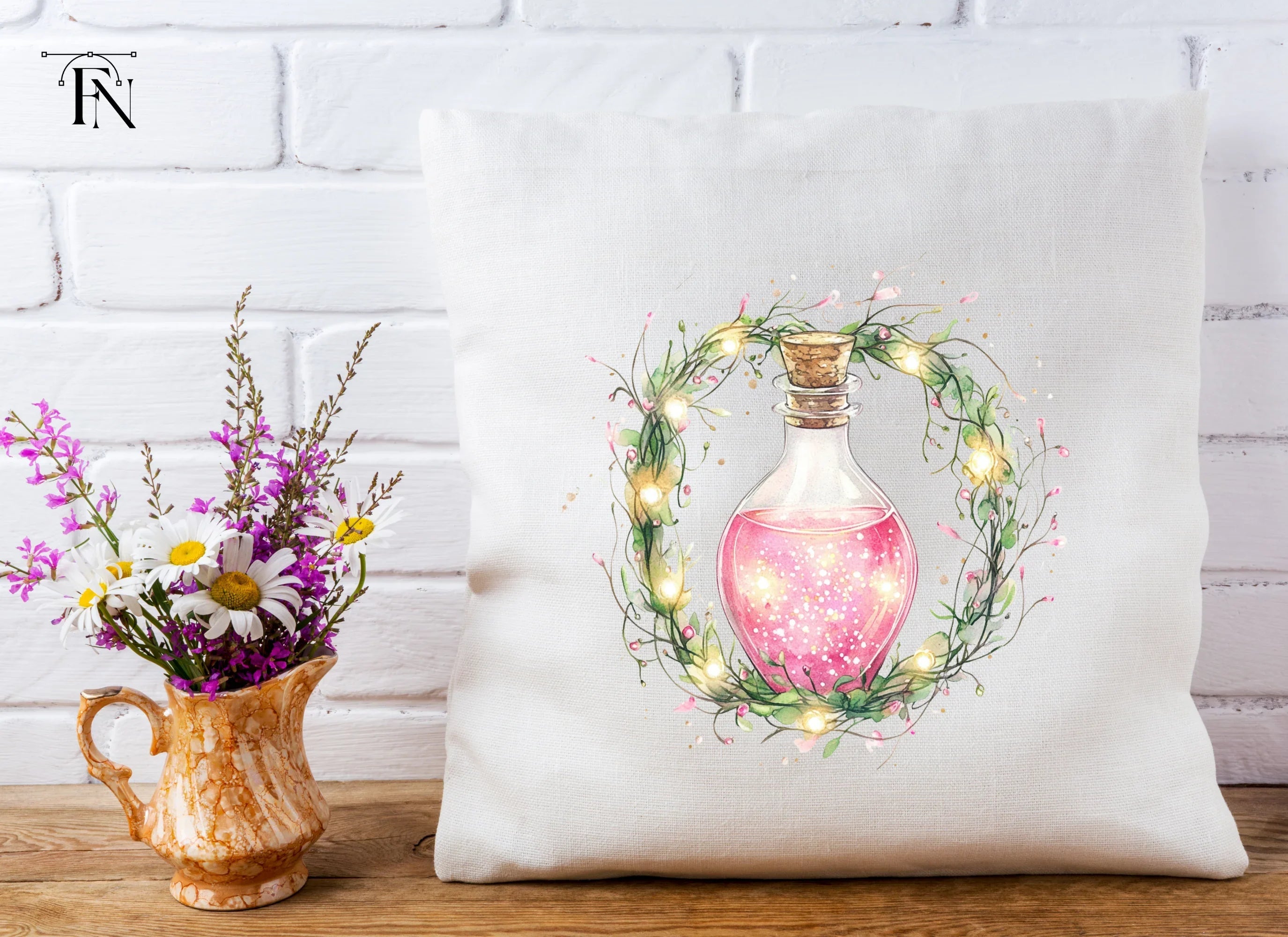 Magic Potion Bottles with Wreaths Clipart Bundle