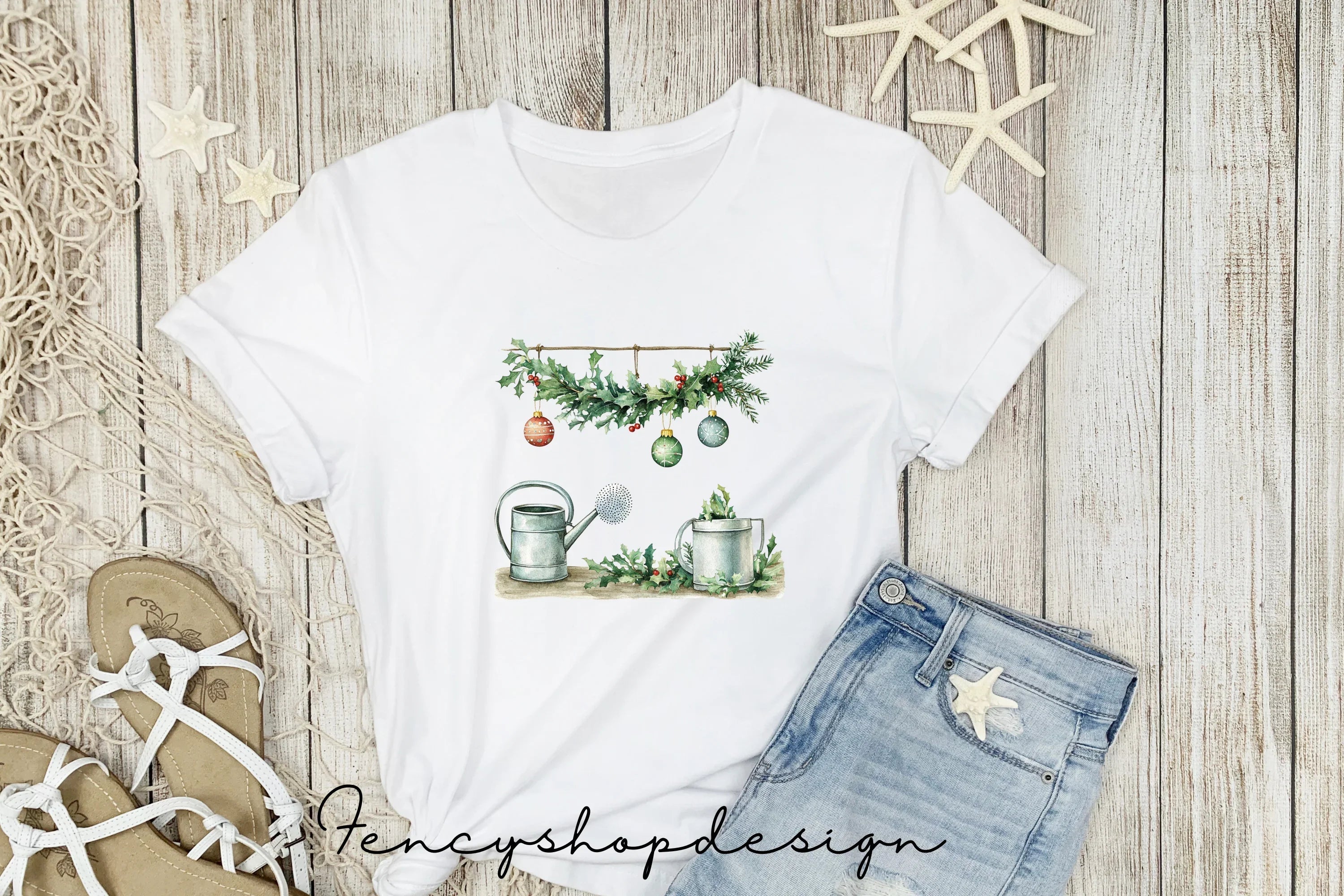 Rustic Christmas Boots Garden Clipart Bundle