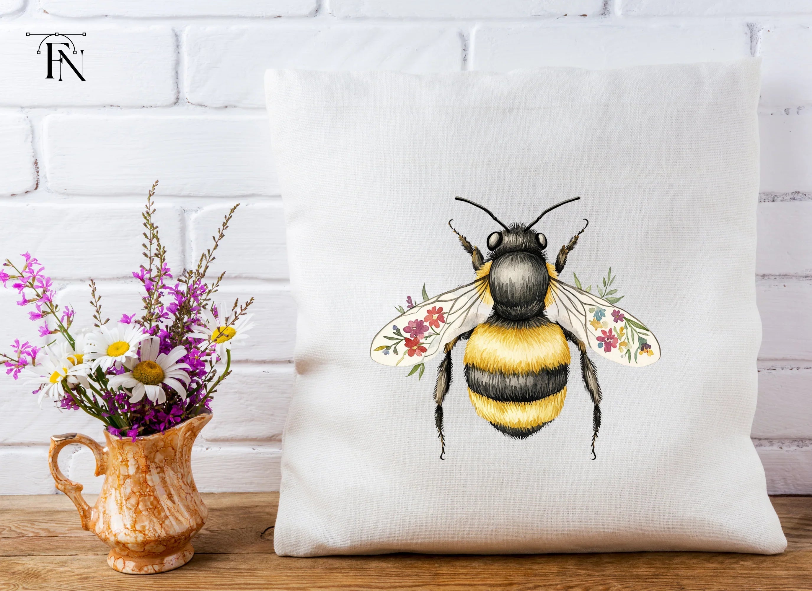 Bumblebee and Flowers Clipart Bundle