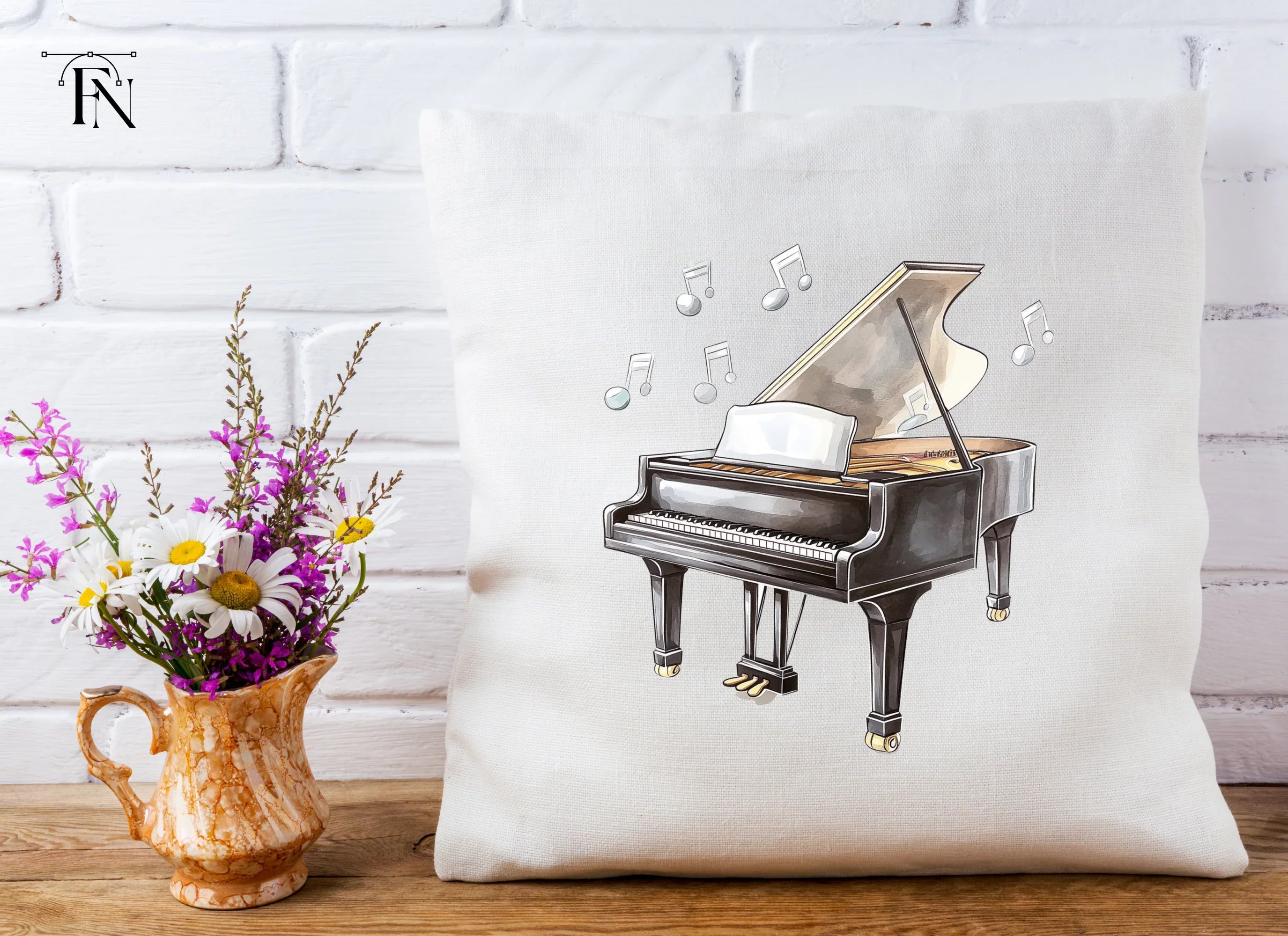 Grand Pianos with Music Notes Clipart Bundle