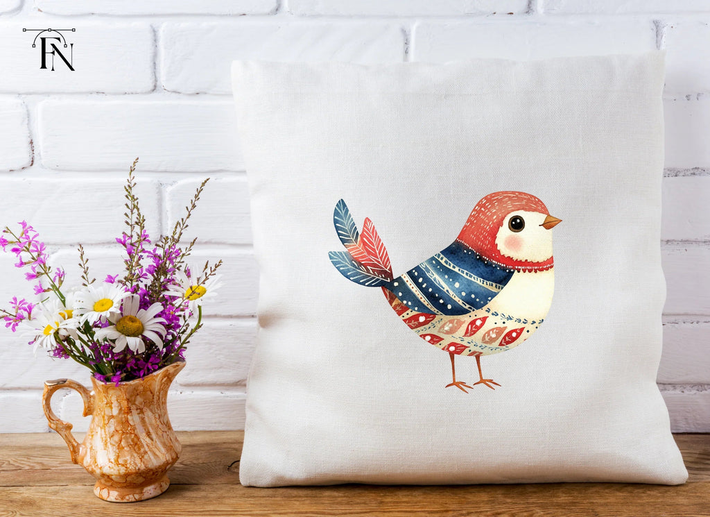 Adorable Folk Birds Clipart Bundle