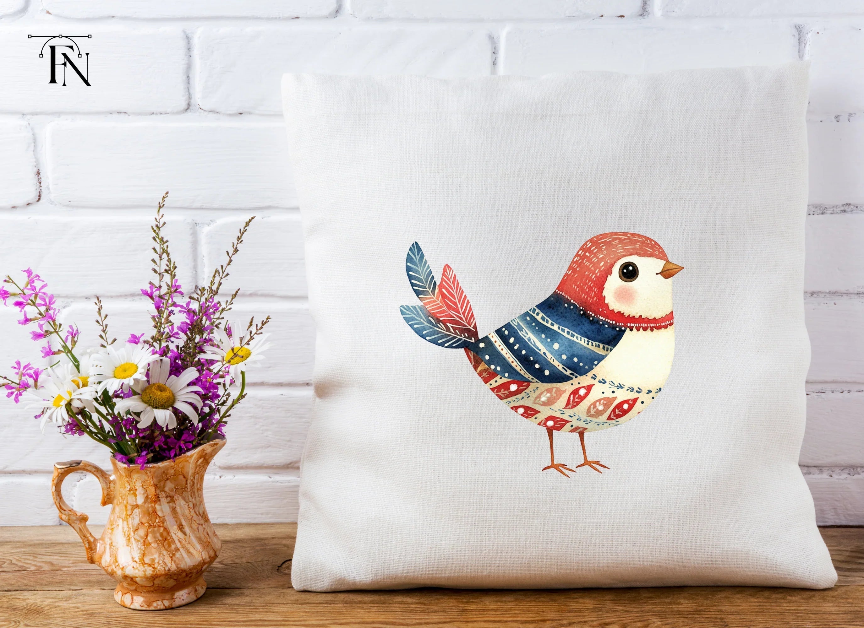 Adorable Folk Birds Clipart Bundle
