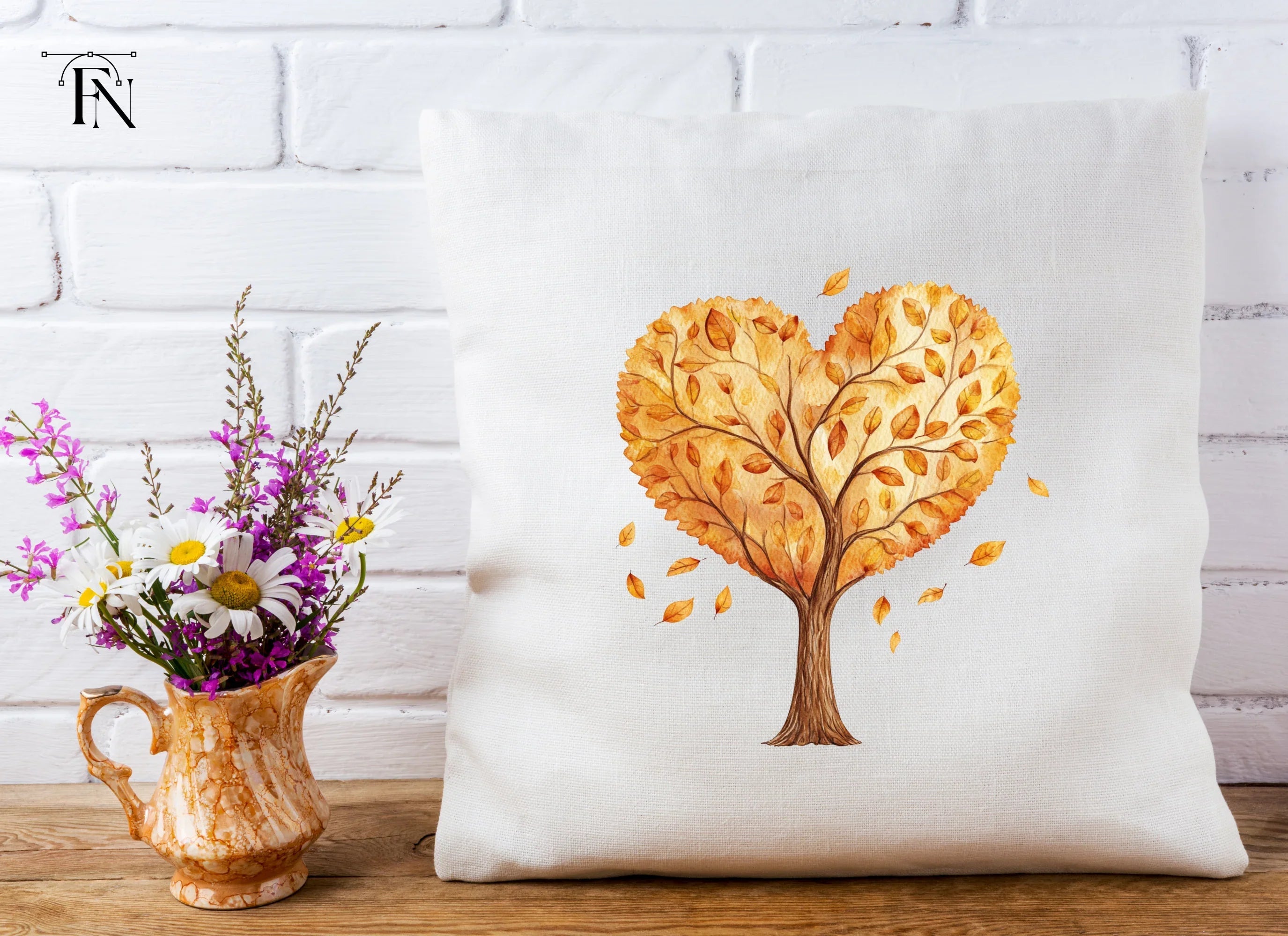 Autumn Heart Tree Clipart Bundle