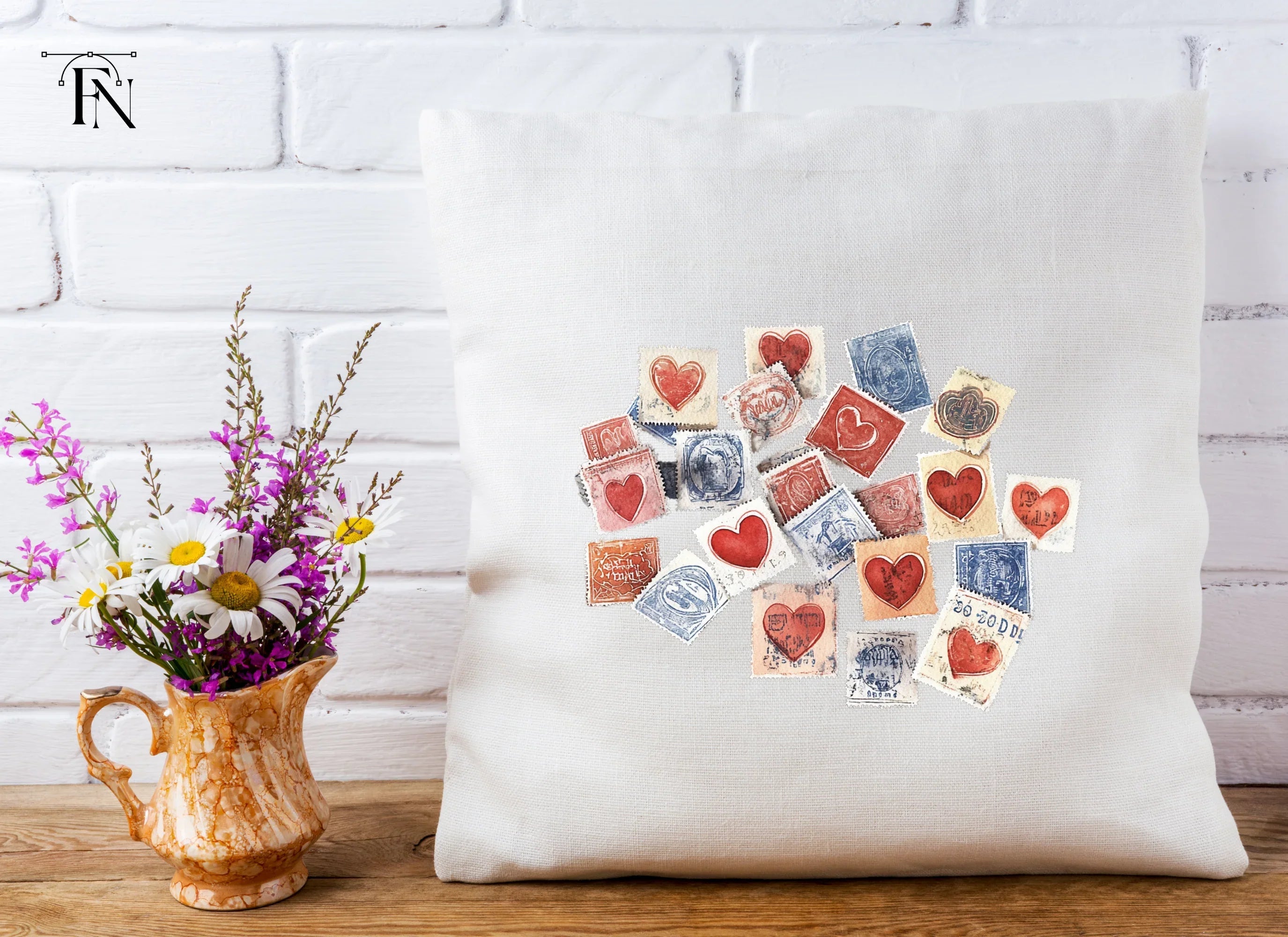 Vintage Heart Stamp Clipart Bundle
