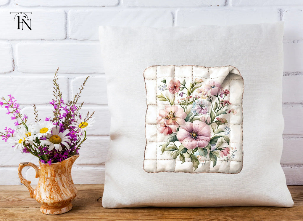 Elegant Floral Quilted Blanket Clipart Bundle