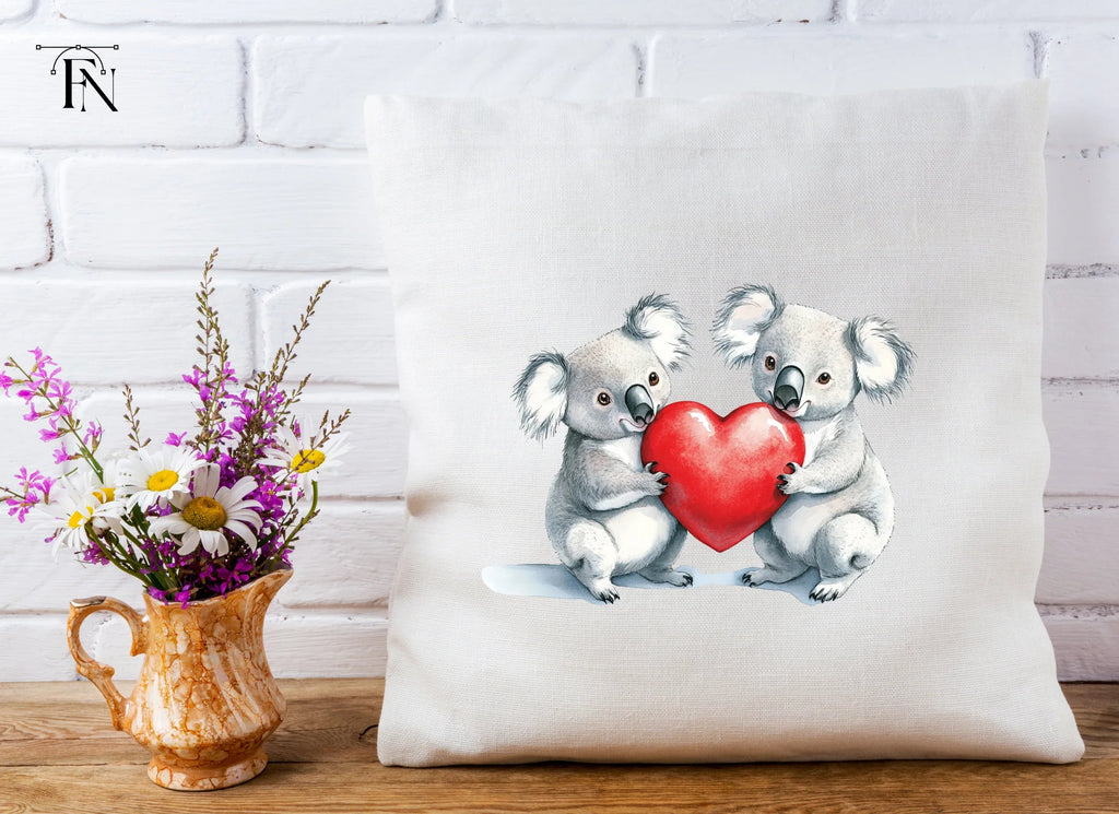 Sweet Koala Couple Holding Red Heart Clipart Bundle