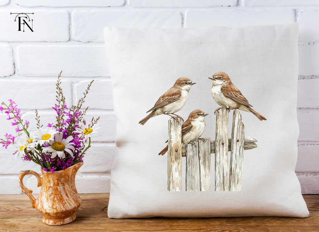 Sparrows on Rustic Fence Clipart Bundle