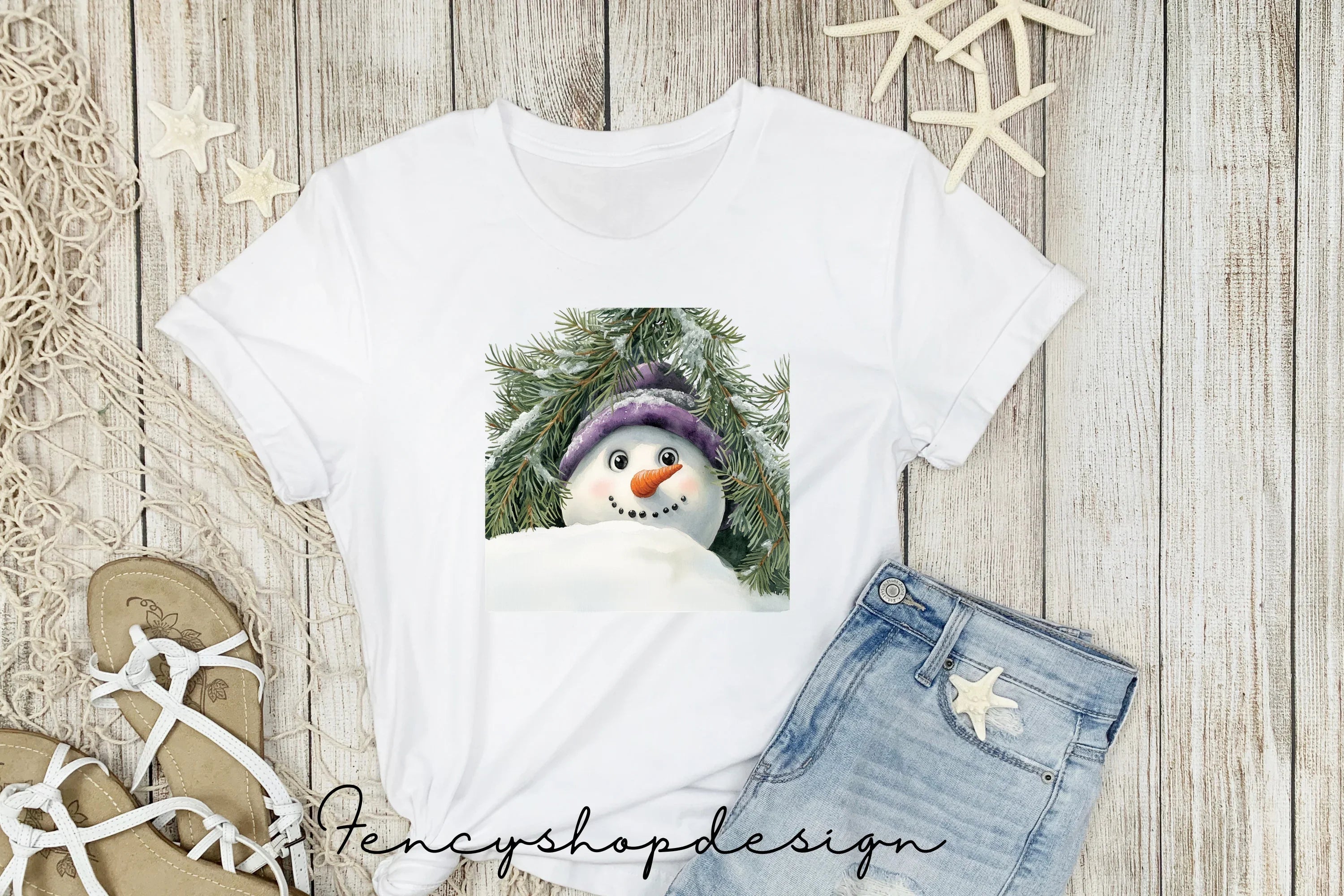 Cute Snowman with Purple Hat Clipart Bundle