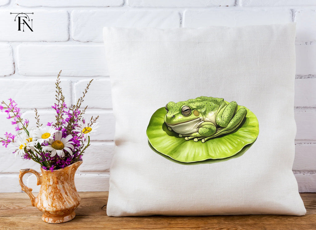 Cute Green Frogs on Lily Pads Clipart Bundle
