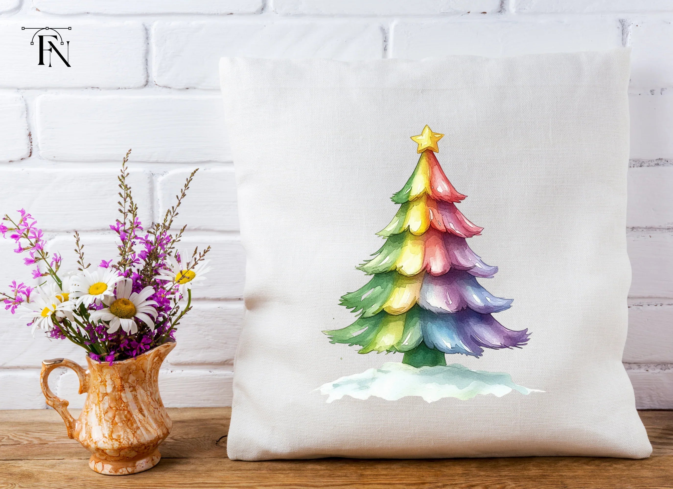 Rainbow Christmas Tree Clipart Bundle