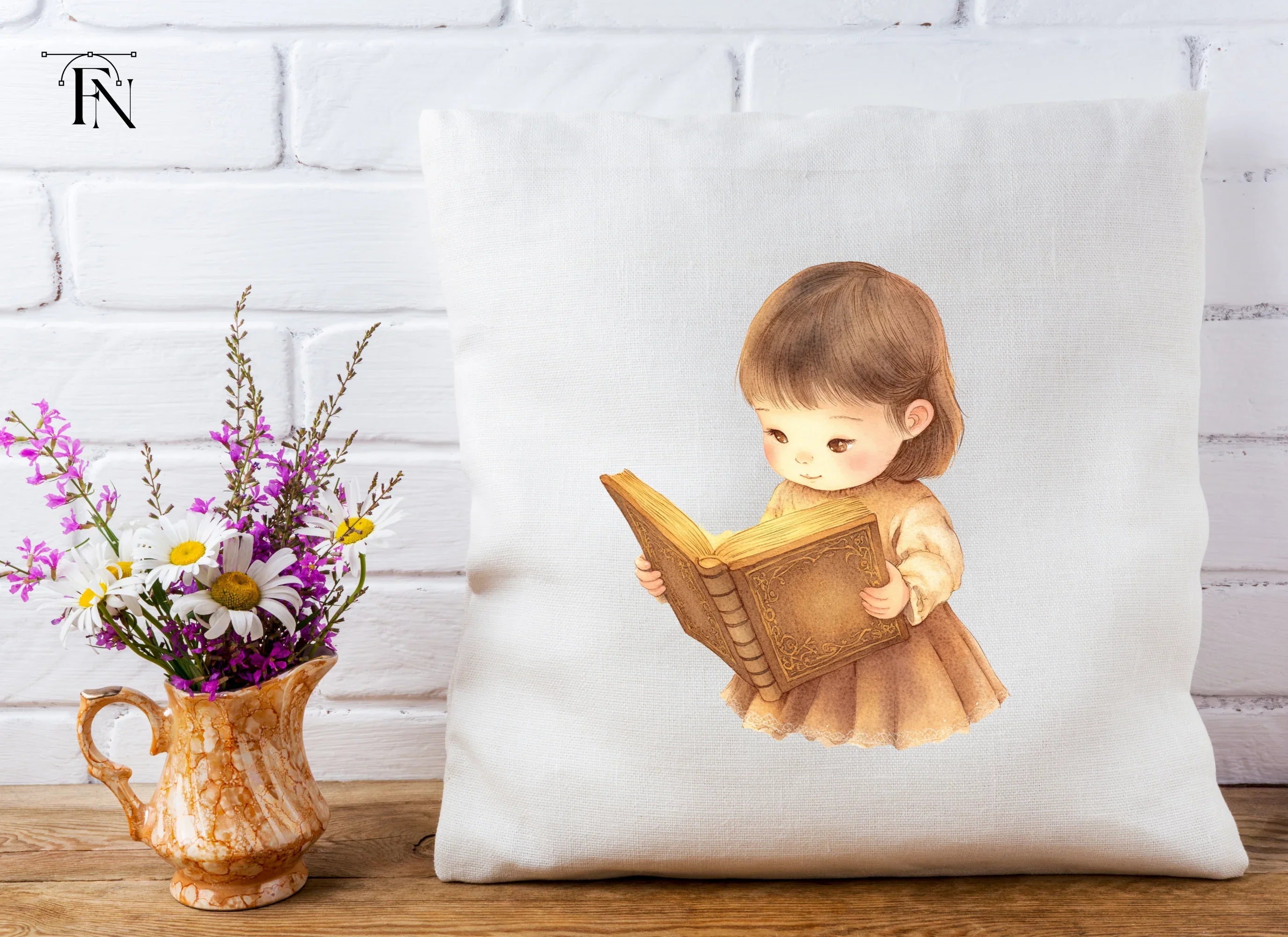 Cute Little Girl Reading Book Clipart Bundle