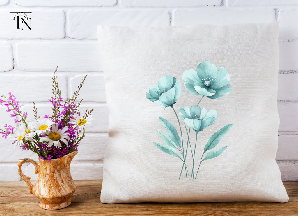 Teal Flowers Clipart Bundle