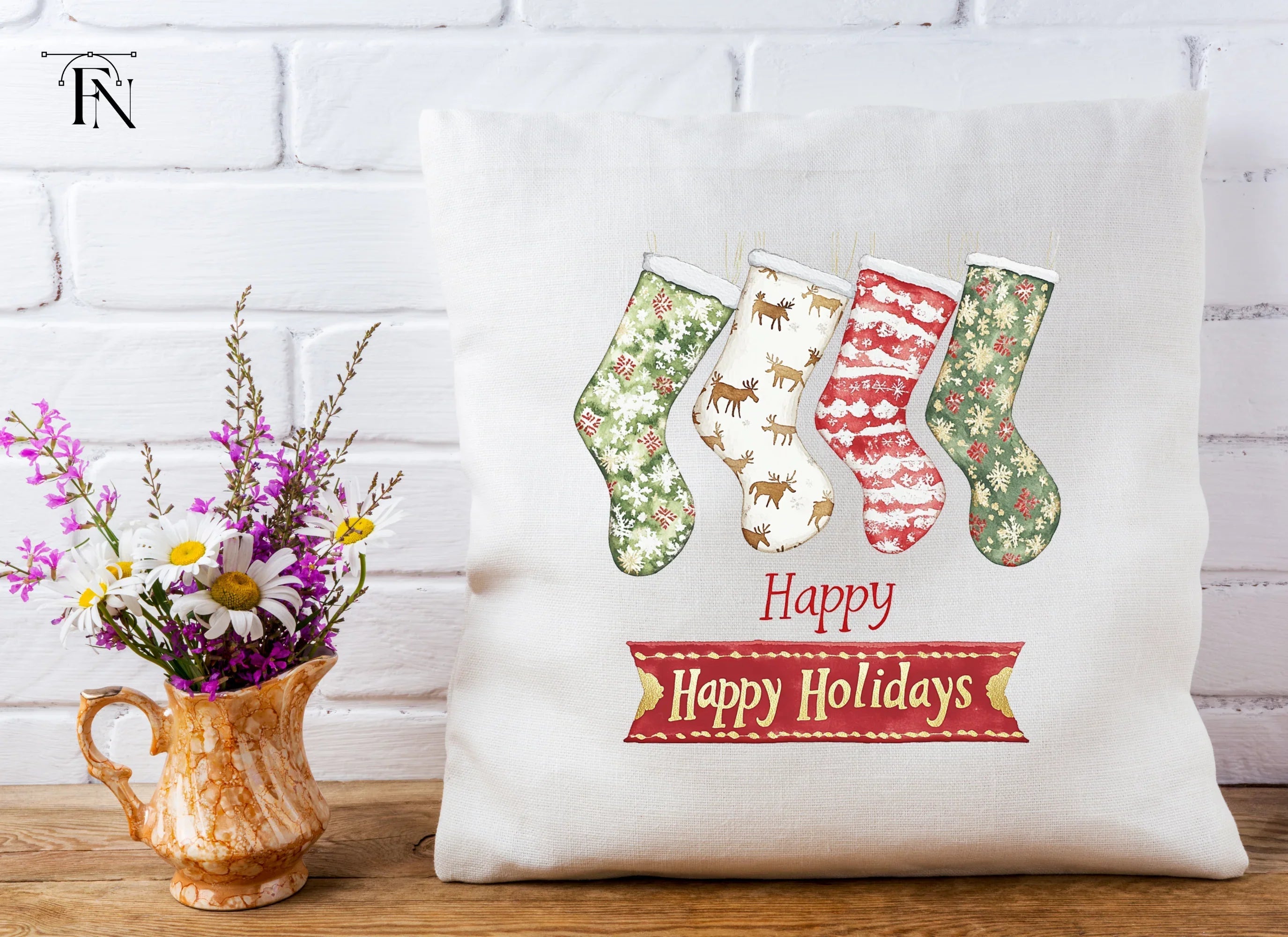 Christmas Stockings and Banners Clipart Bundle
