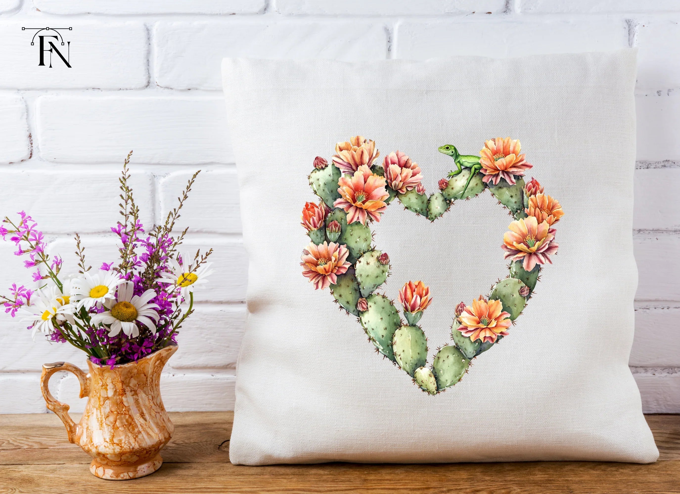 Cactus Heart with Lizard Clipart Bundle