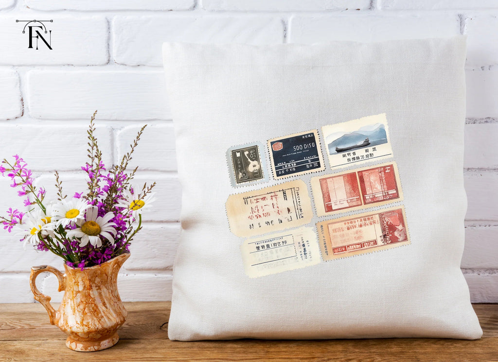 Vintage Asian Postage Stamps Clipart Bundle