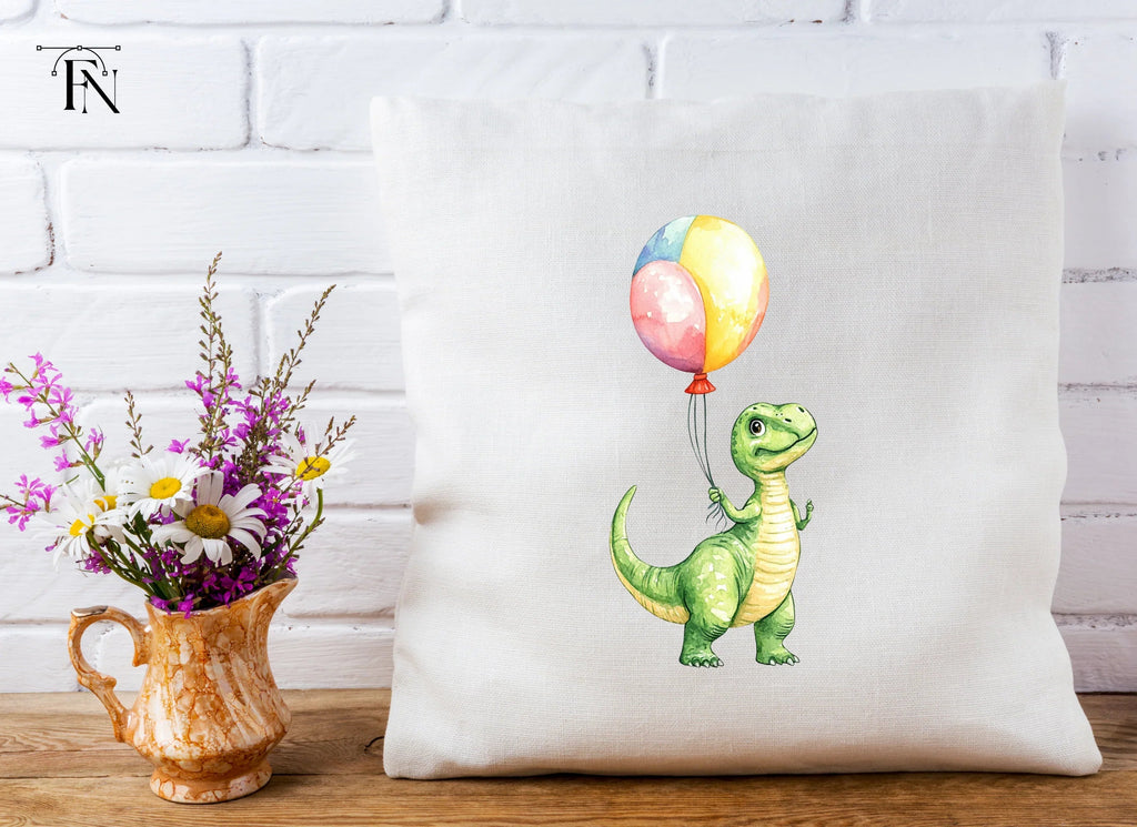 Cute Baby Dinosaur with Balloon Clipart Bundle
