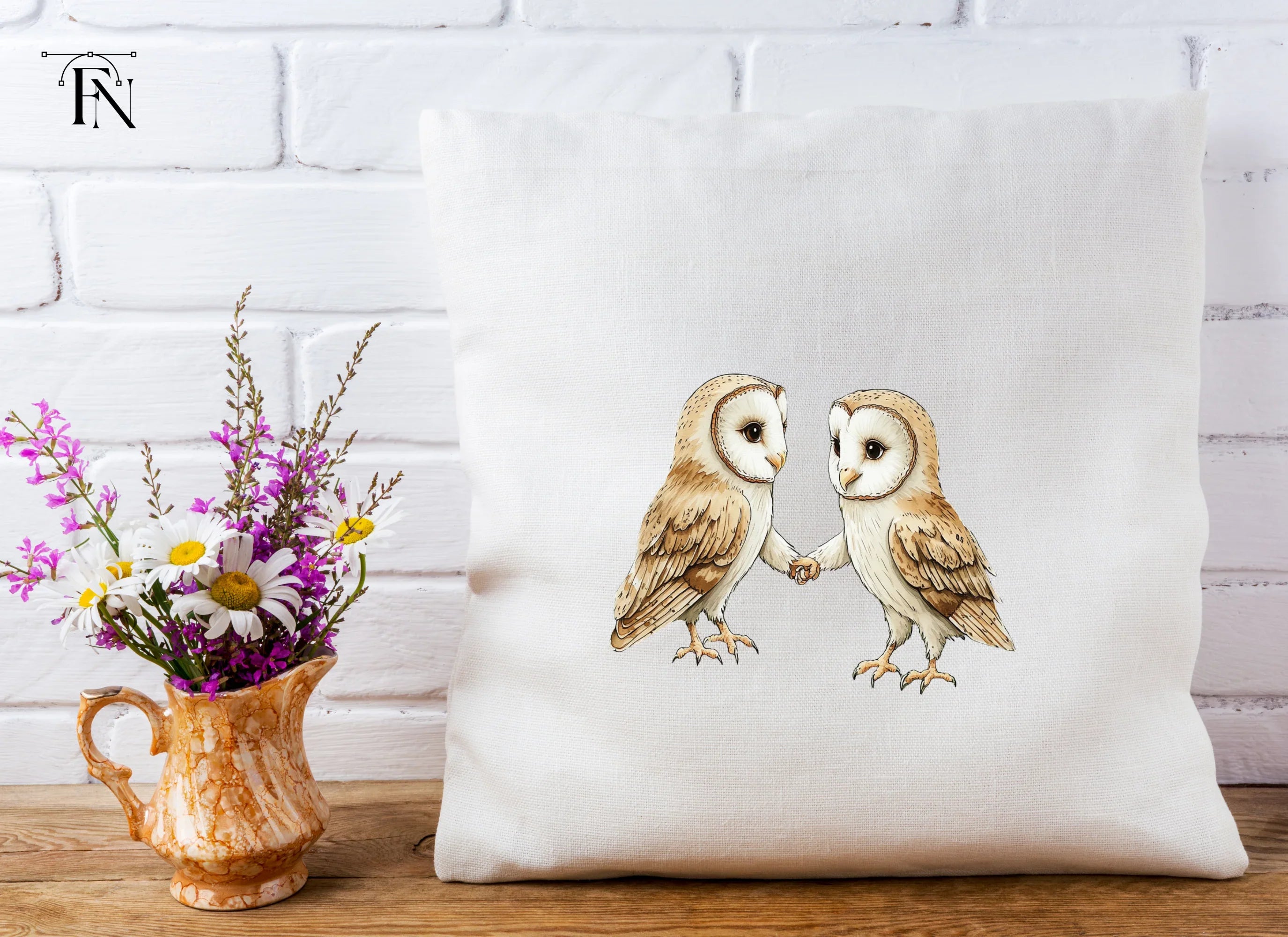 Cute Barn Owls Holding Hands Clipart Bundle