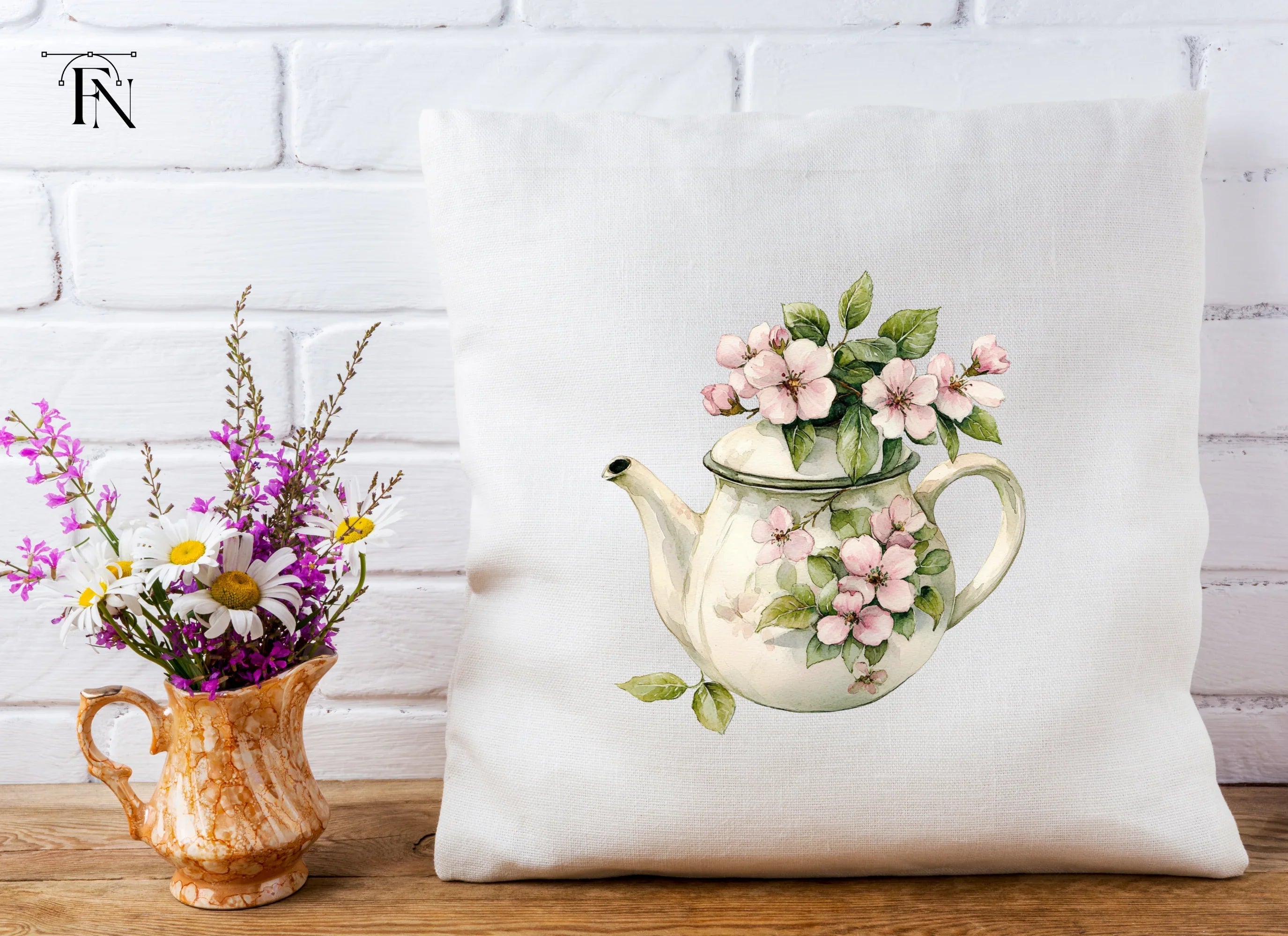 Cherry Blossom Teapots Clipart Bundle