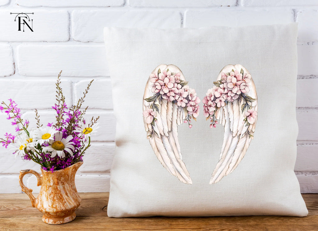 Elegant Angel Wings with Cherry Blossoms Clipart Bundle